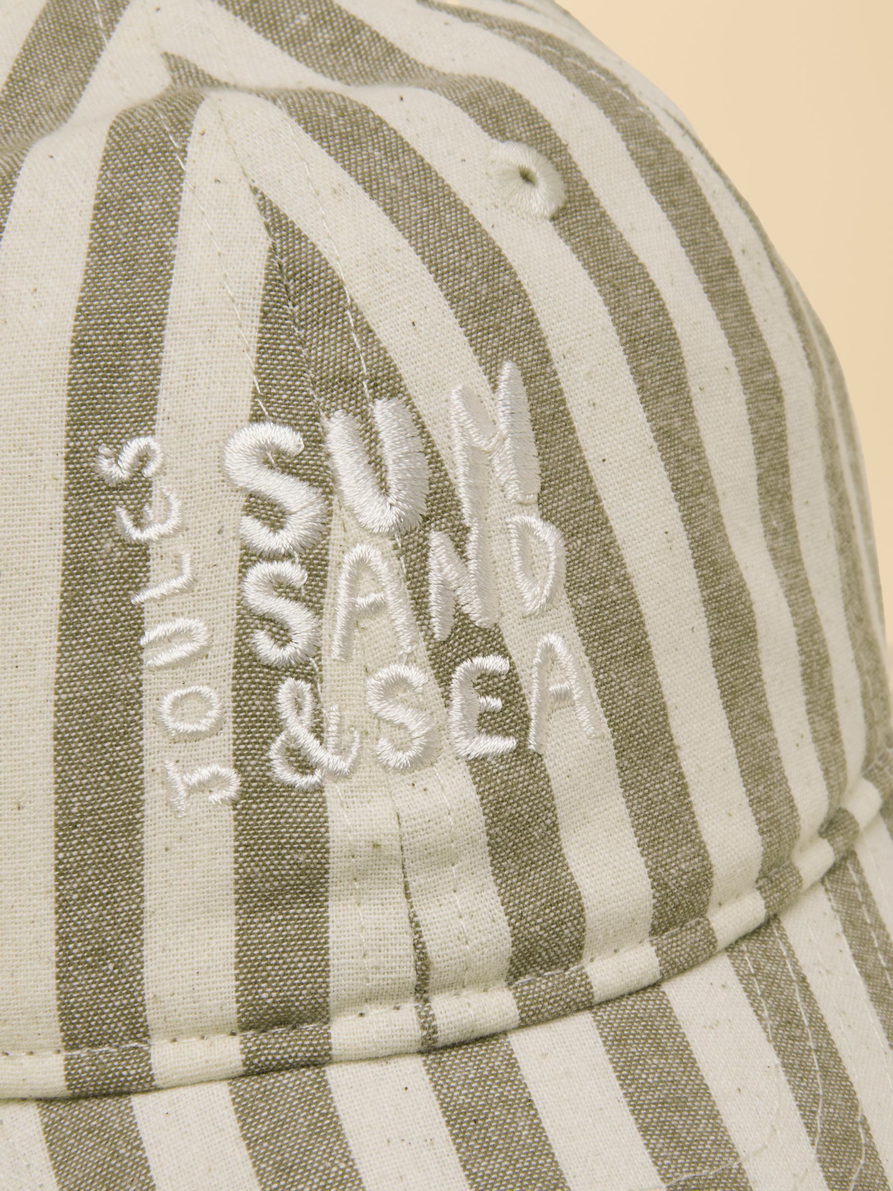 Kids' Daley Green Ecru Stripe Baseball Cap - Image 3 of 4