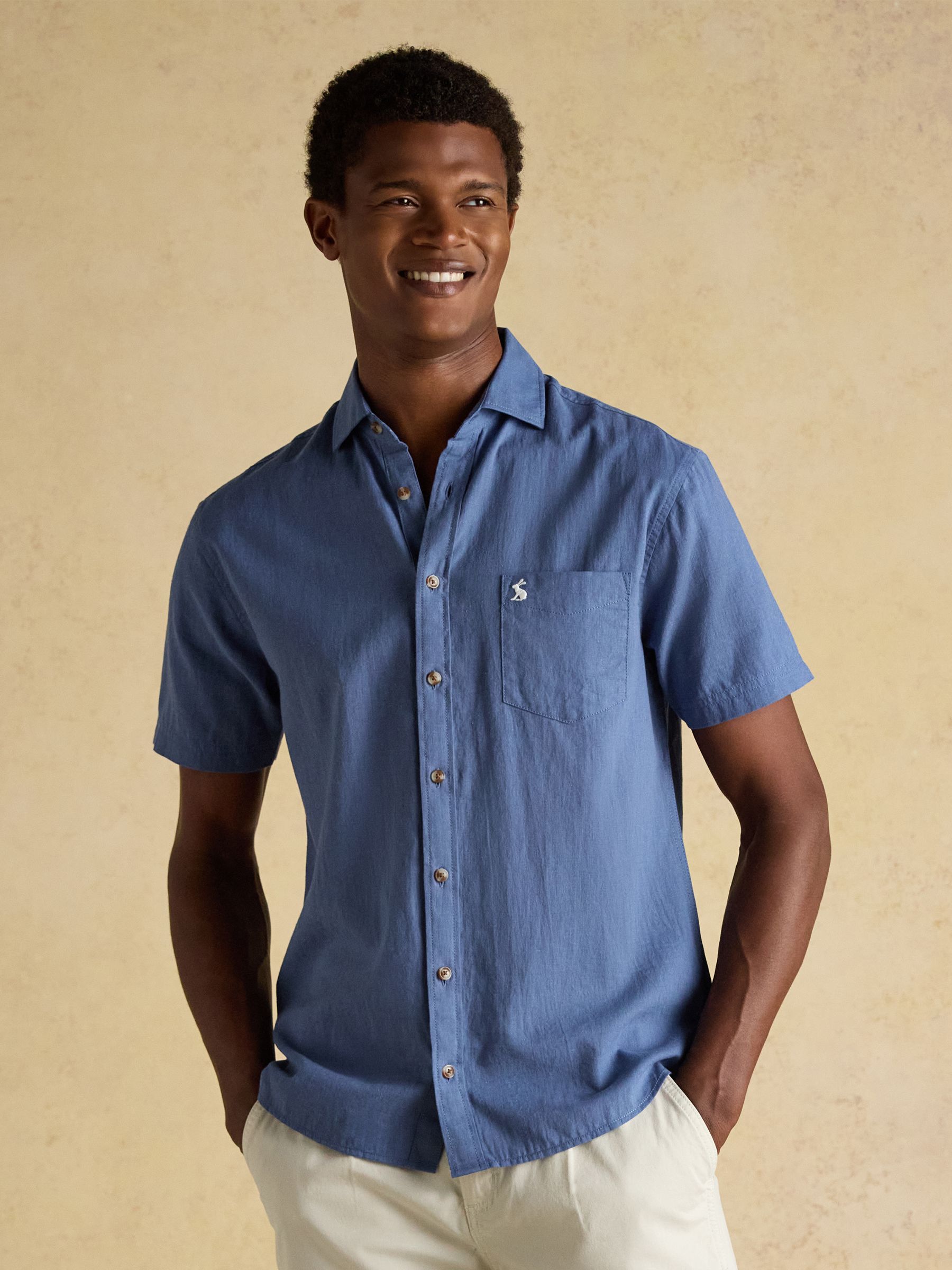 Navy & White Striped Linen Blend Short Sleeve Shirts 2 Pack - Image 3 of 7