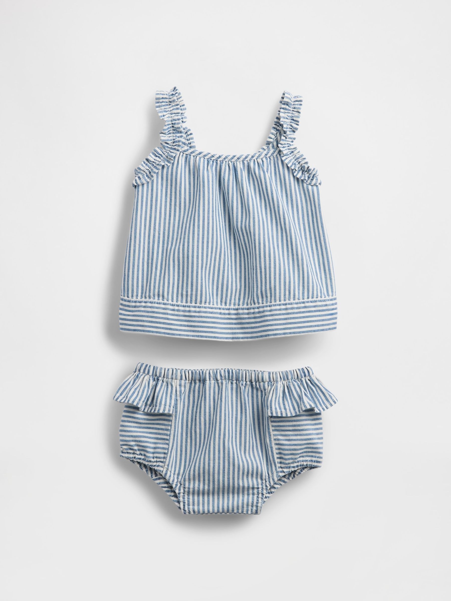 Blue Denim Stripe Outfit Set (Newborn-24mths) - Image 1 of 2
