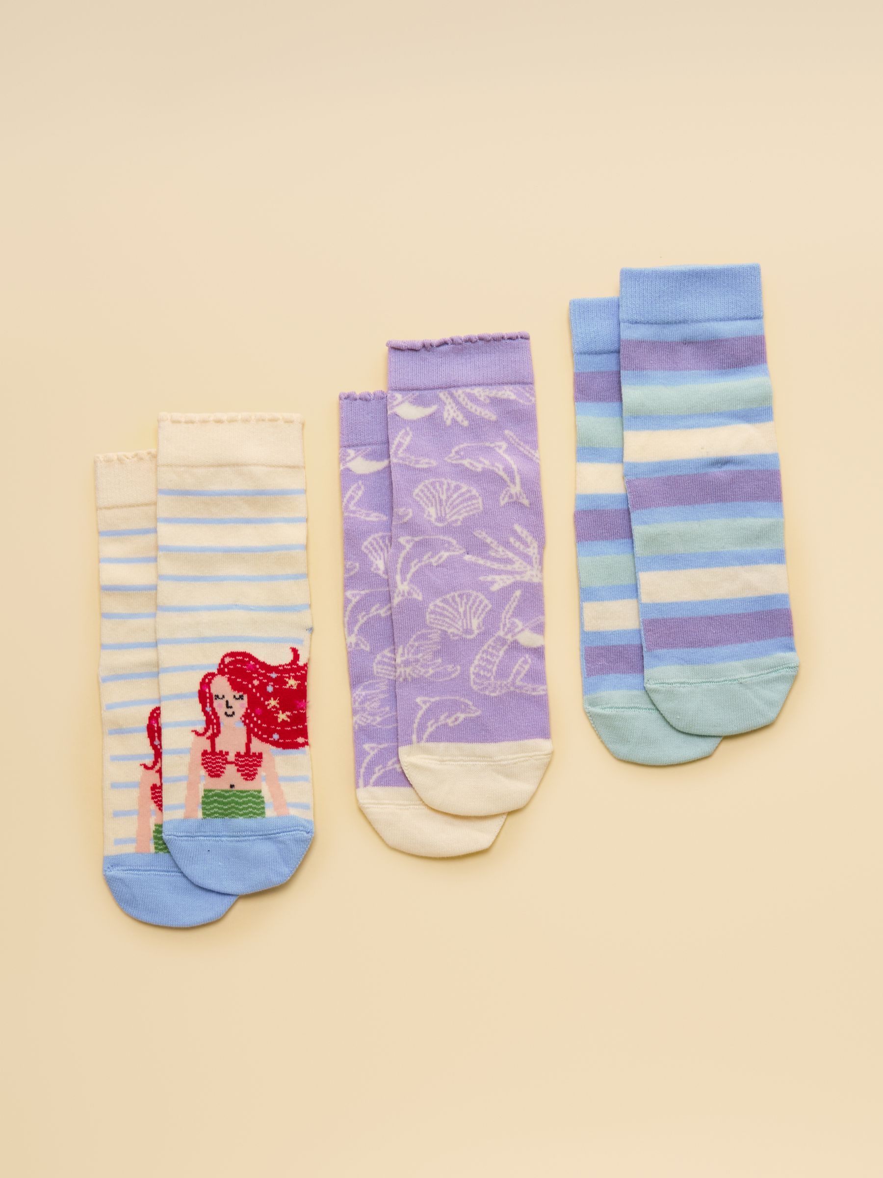 Neat Feet Blue Mermaid 3 Pack Socks - Image 1 of 3