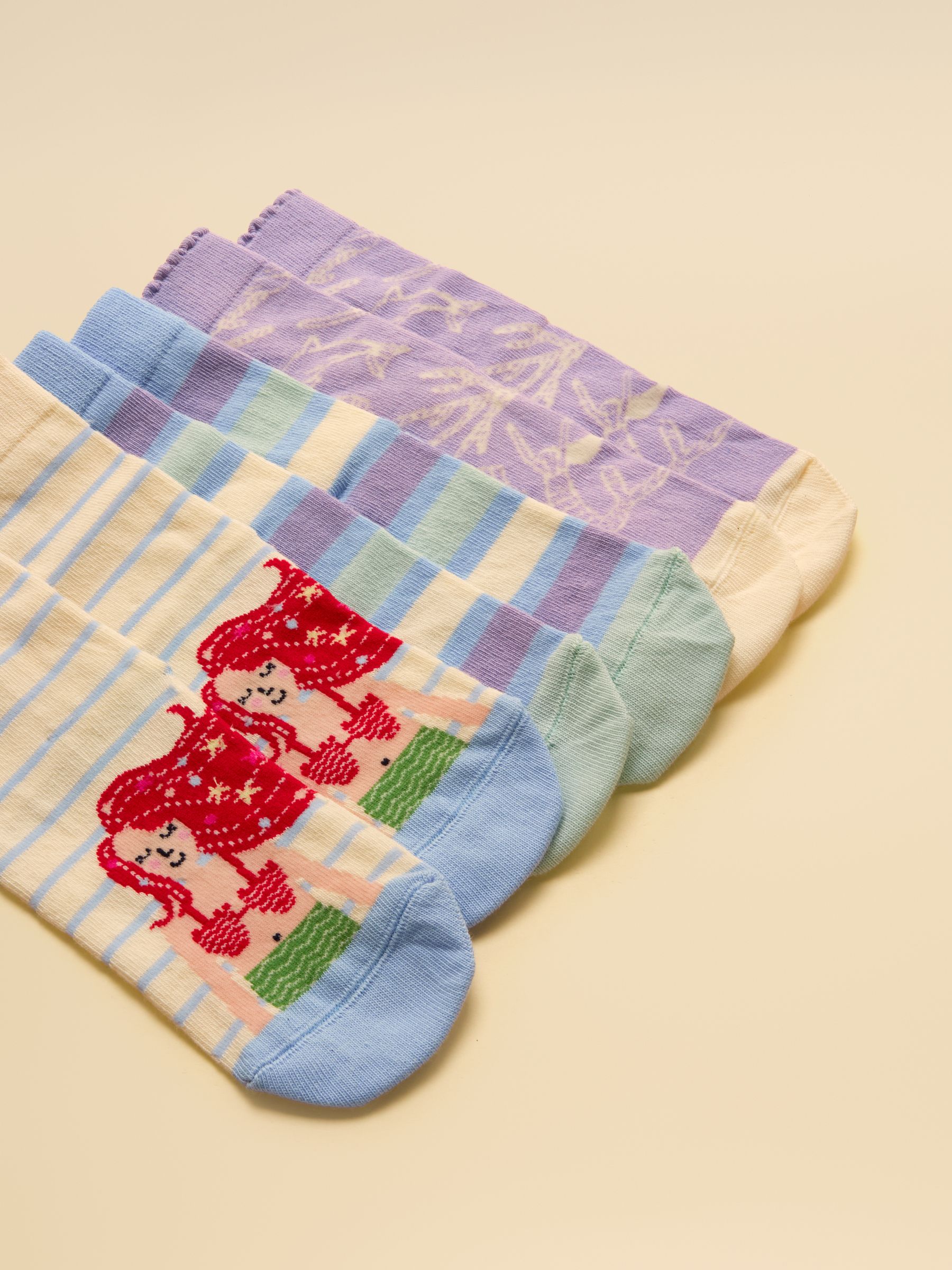 Neat Feet Blue Mermaid 3 Pack Socks - Image 2 of 3