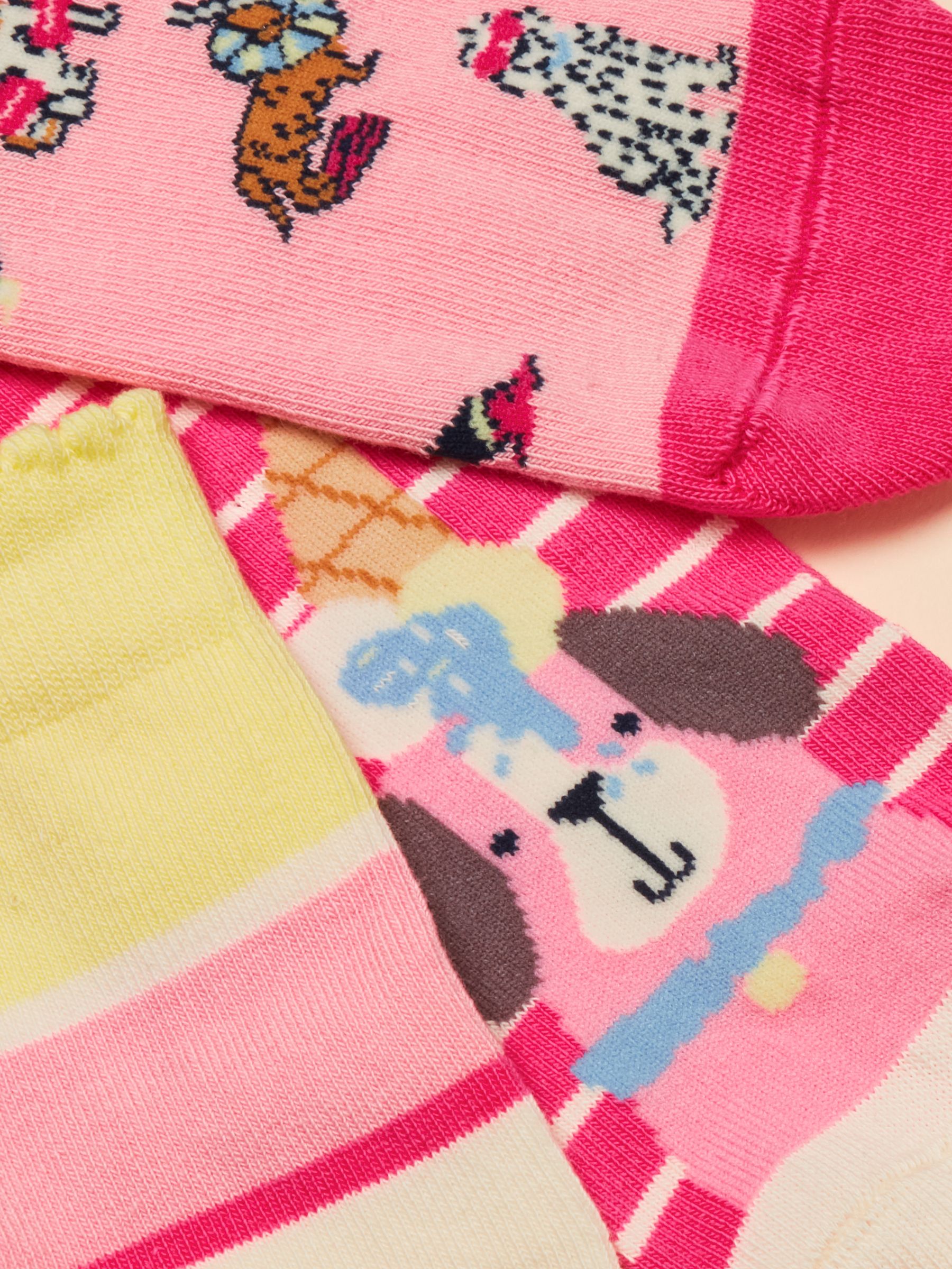 Kid's Neat Feet Pink Dog Cotton Socks 3 Pack - Image 2 of 3