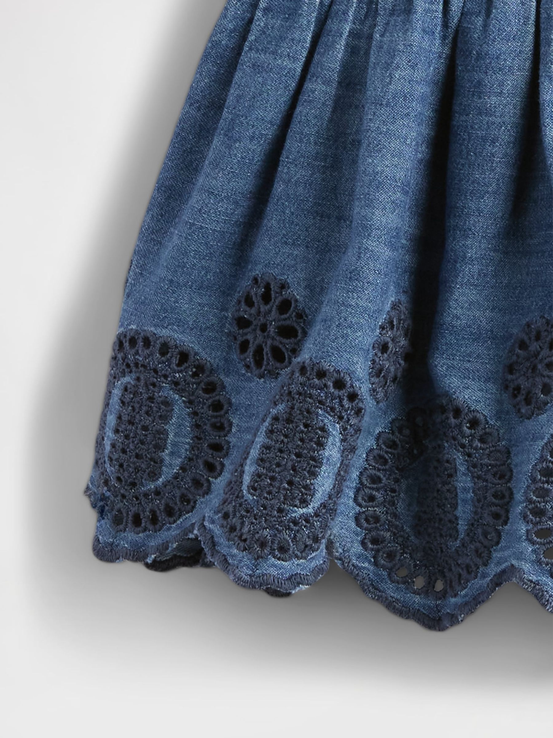 Blue Denim Cotton Eyelet Outfit Set (Newborn-24mths) - Image 3 of 3