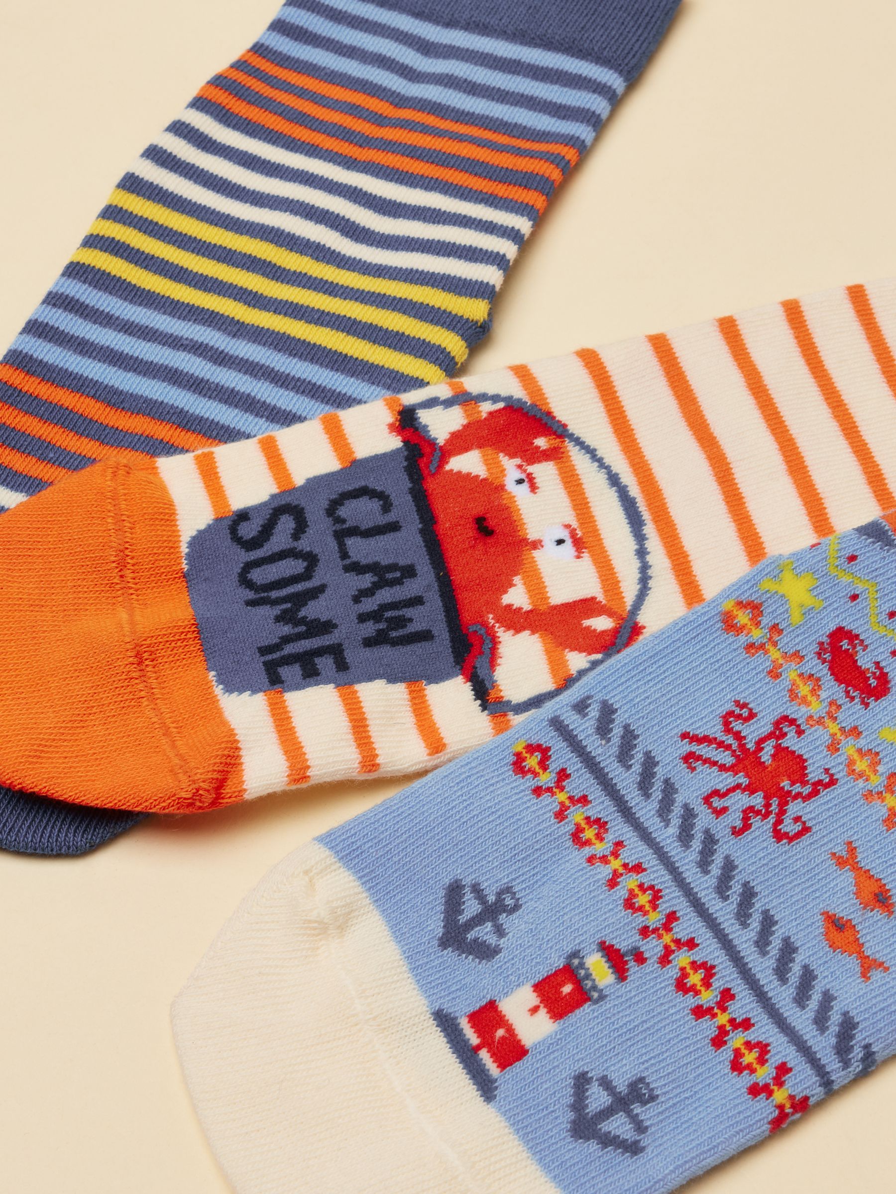Kid's Eat Feet Blue Crab Socks 3 Pack - Image 2 of 3