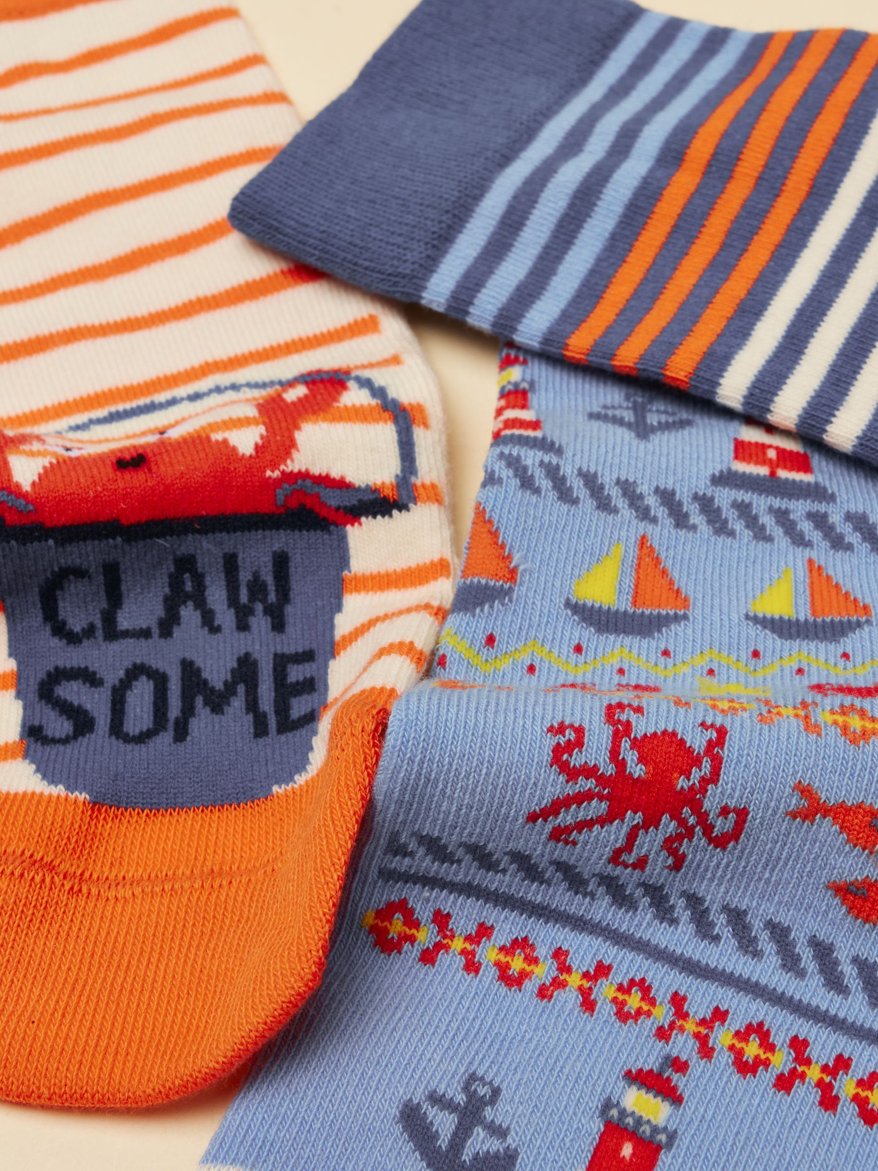 Kid's Eat Feet Blue Crab Socks 3 Pack - Image 3 of 3