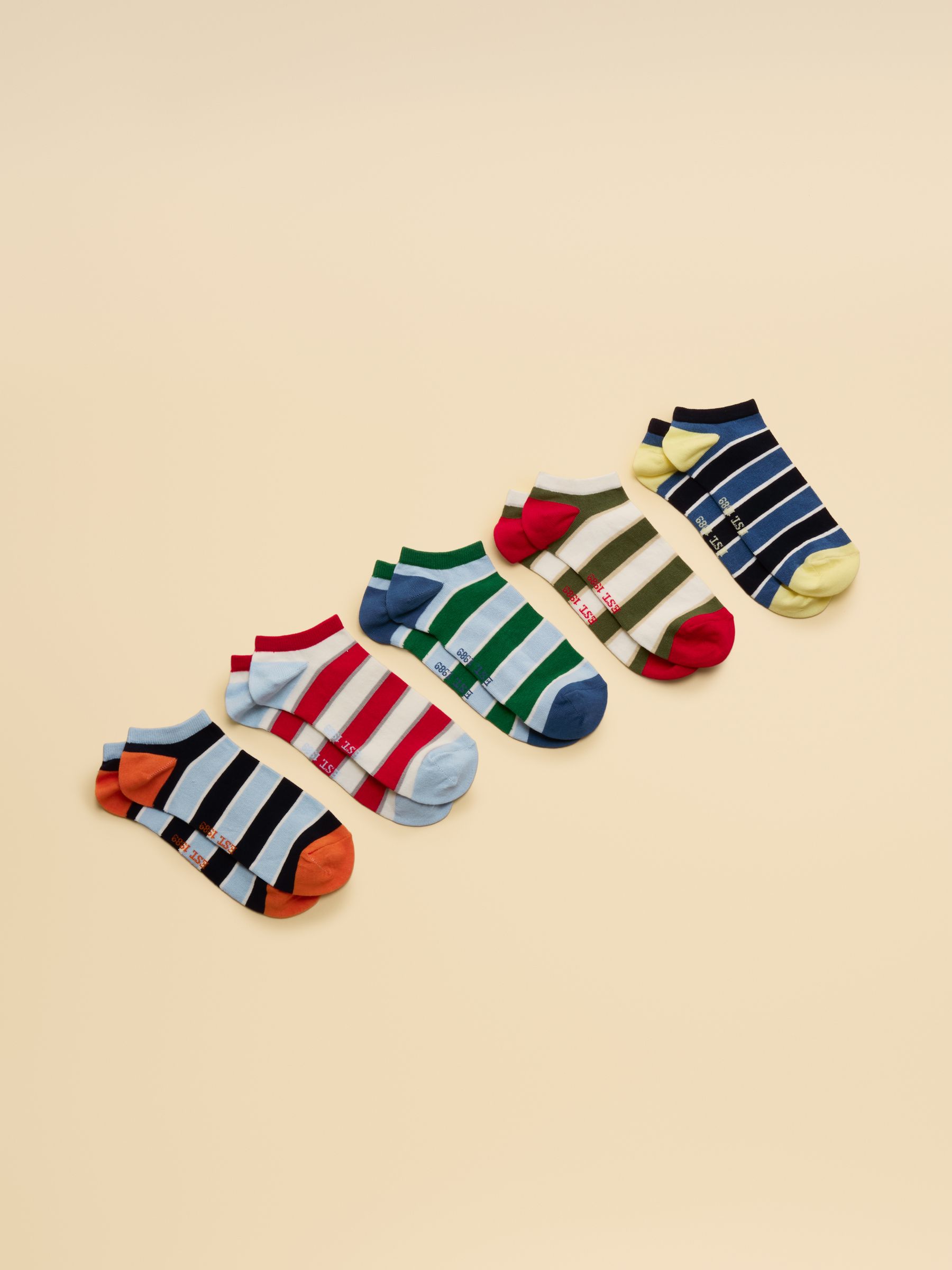 Men's Rilla Multi Bright Trainer Socks 5 Pack - Image 1 of 3