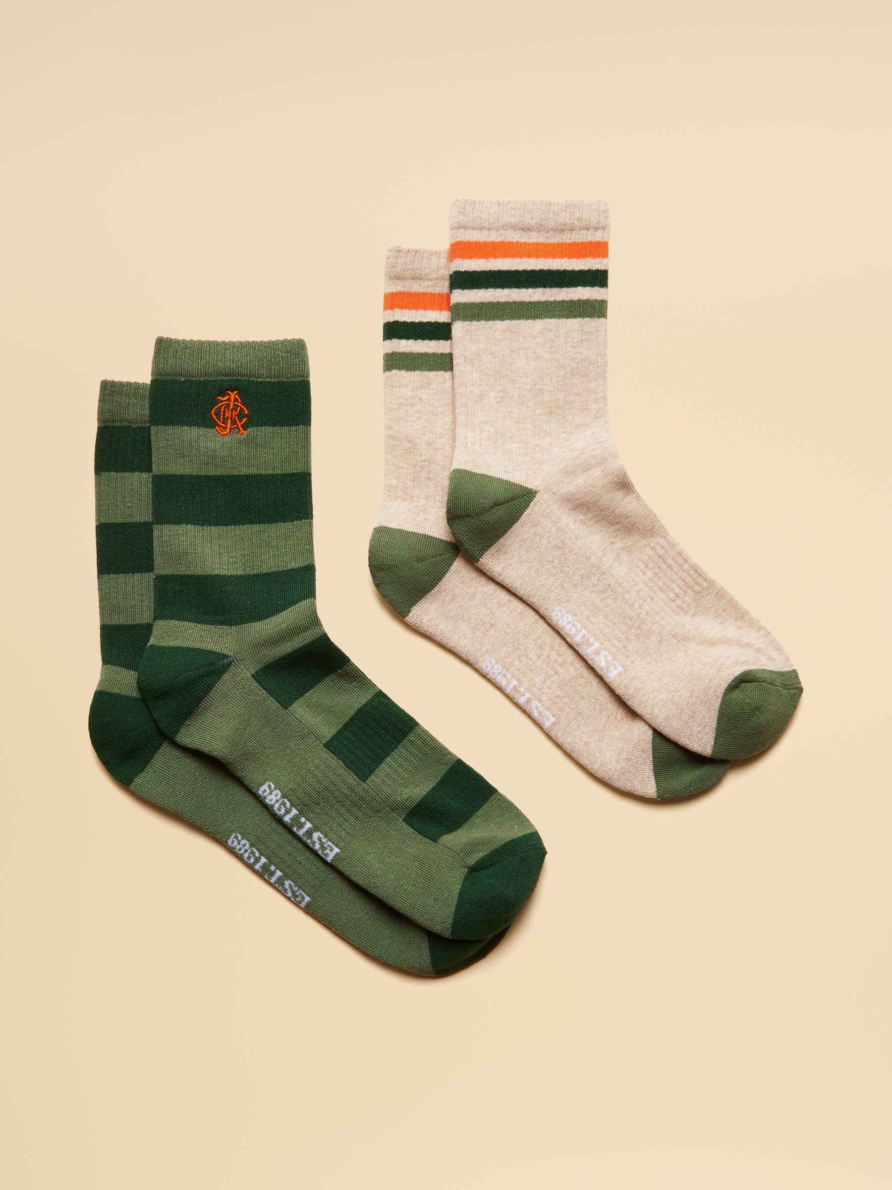 Men's Volley Green Orange Socks 2 Pack (size 7-12) - Image 1 of 3