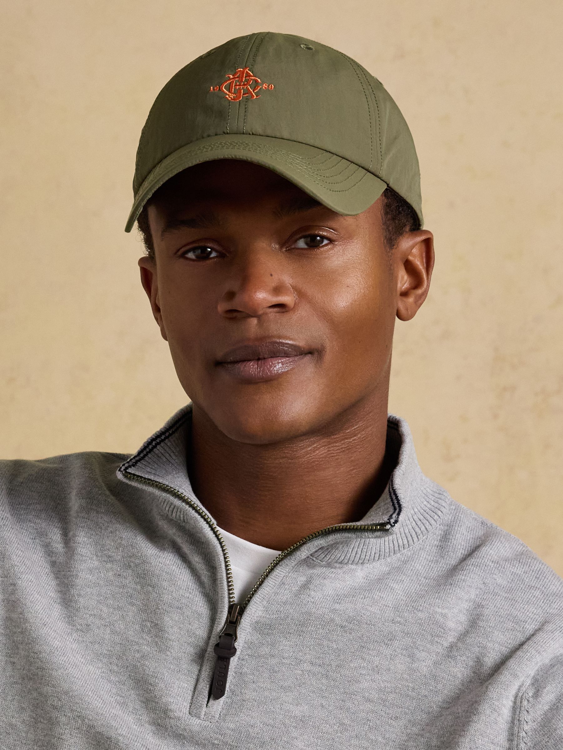 Daley Khaki Green Nylon Baseball Cap - Image 1 of 8
