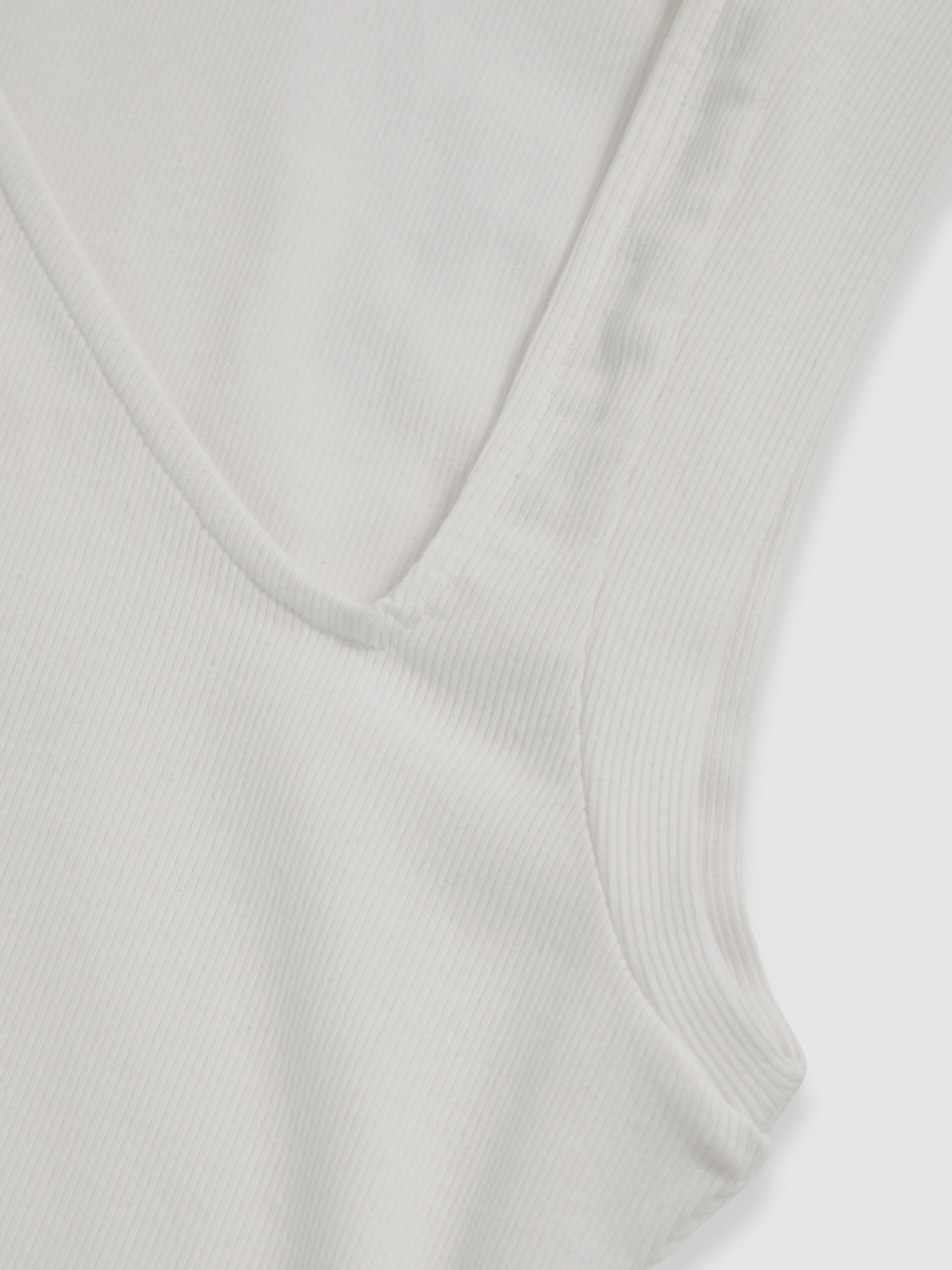 Stretch-Cotton Ribbed Asymmetric Vest in White - Image 6 of 6