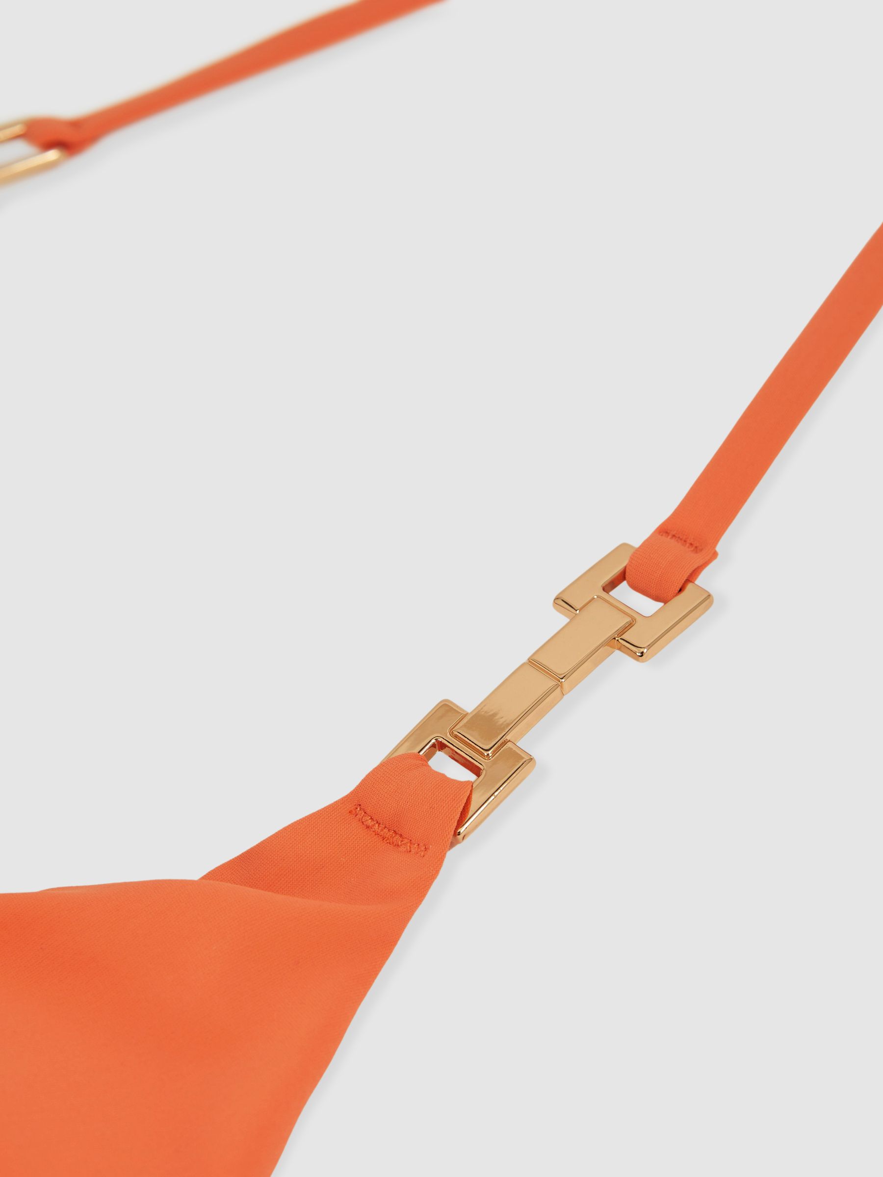 Triangle Halter Neck Bikini Top in Coral Orange - Image 6 of 6