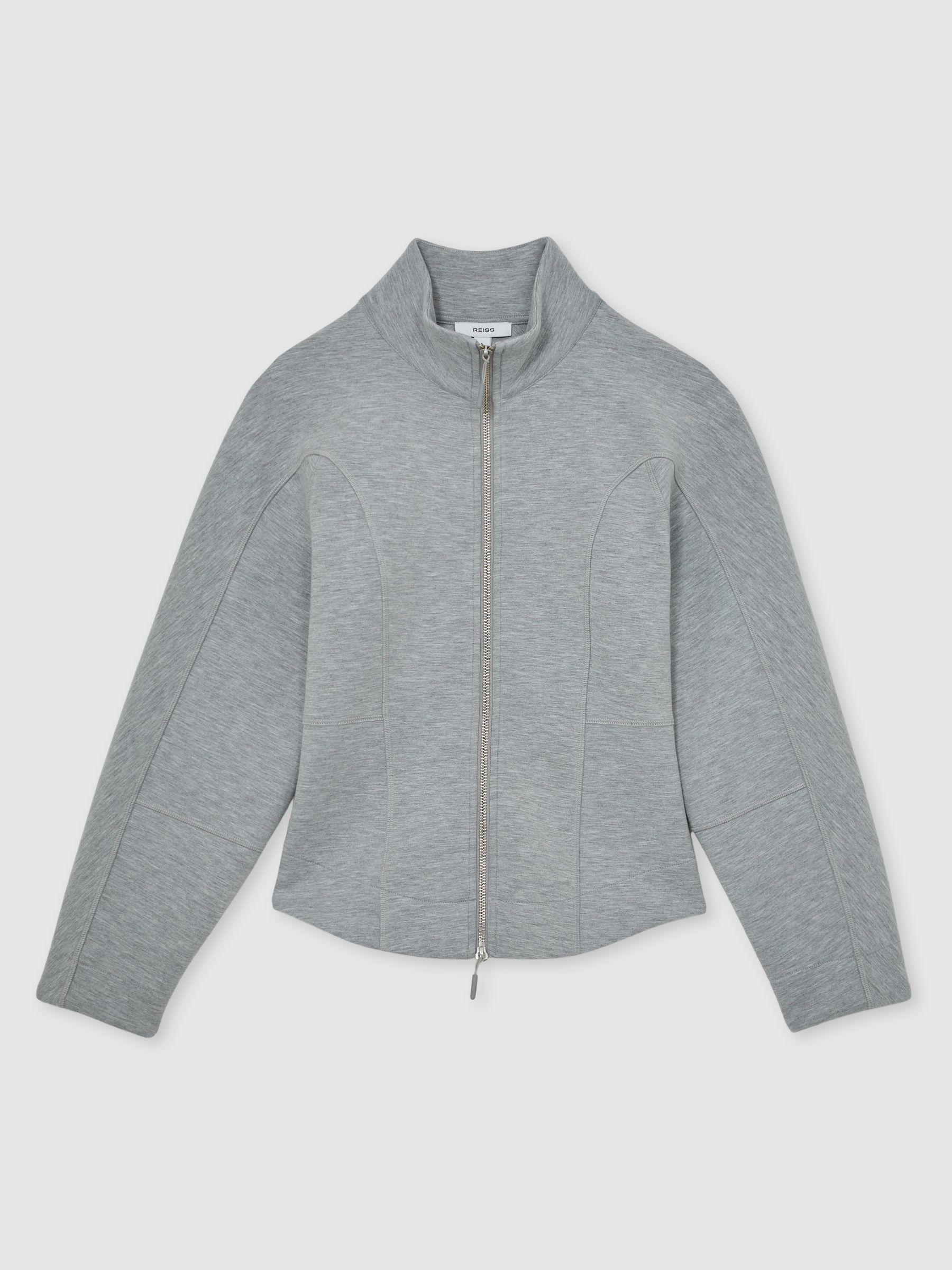 Funnel-Neck Zip-Through Sweatshirt in Grey - Image 2 of 5
