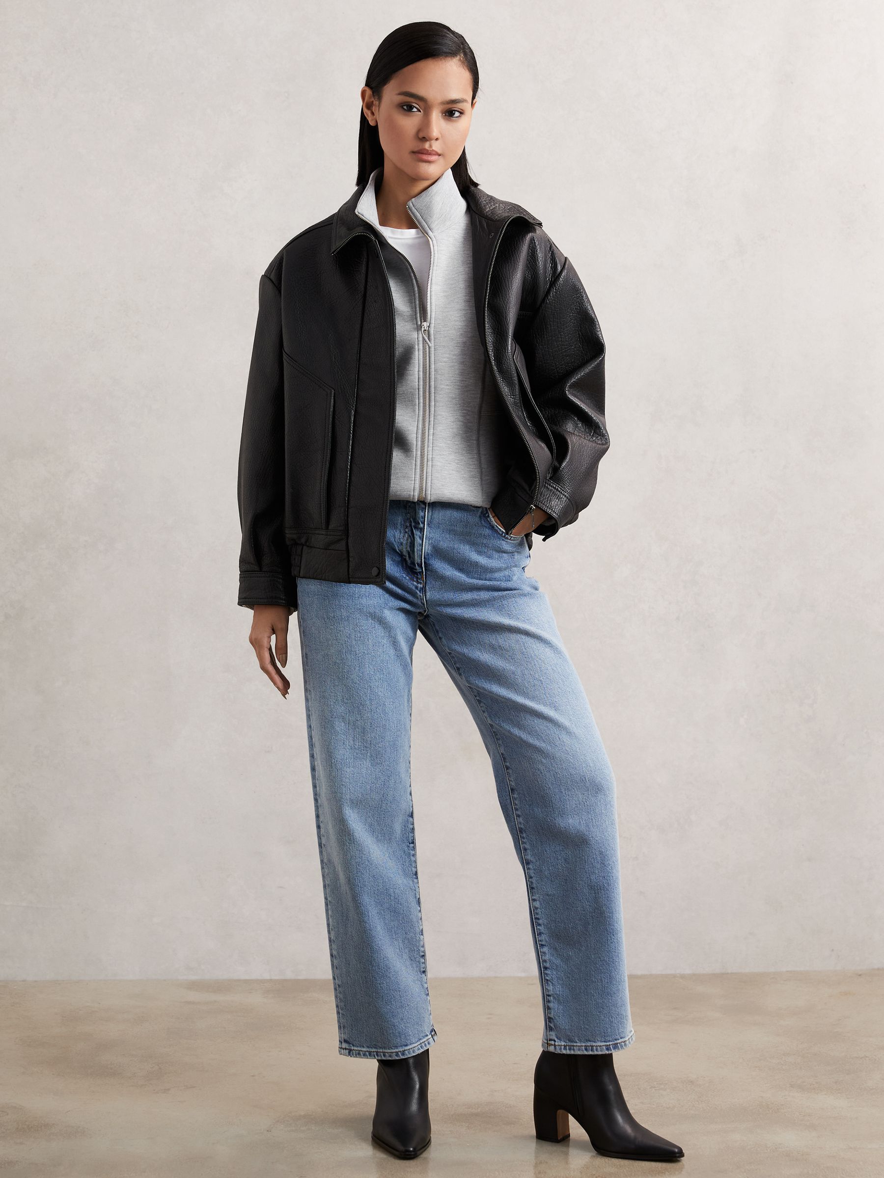 Funnel-Neck Zip-Through Sweatshirt in Grey - image 3