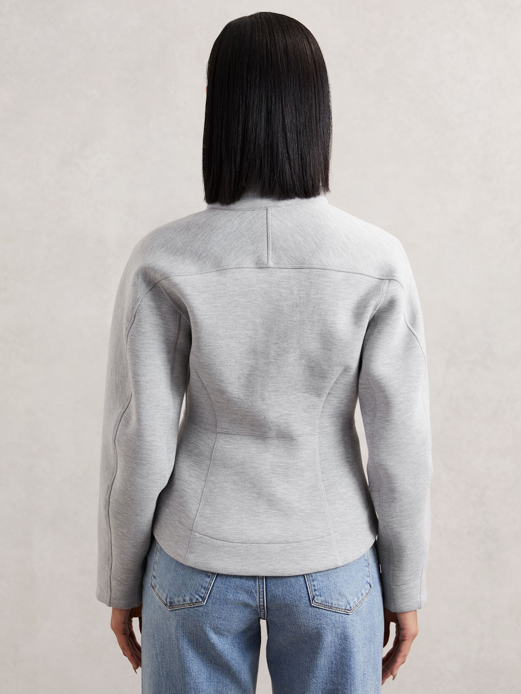Funnel-Neck Zip-Through Sweatshirt in Grey - Image 4 of 5