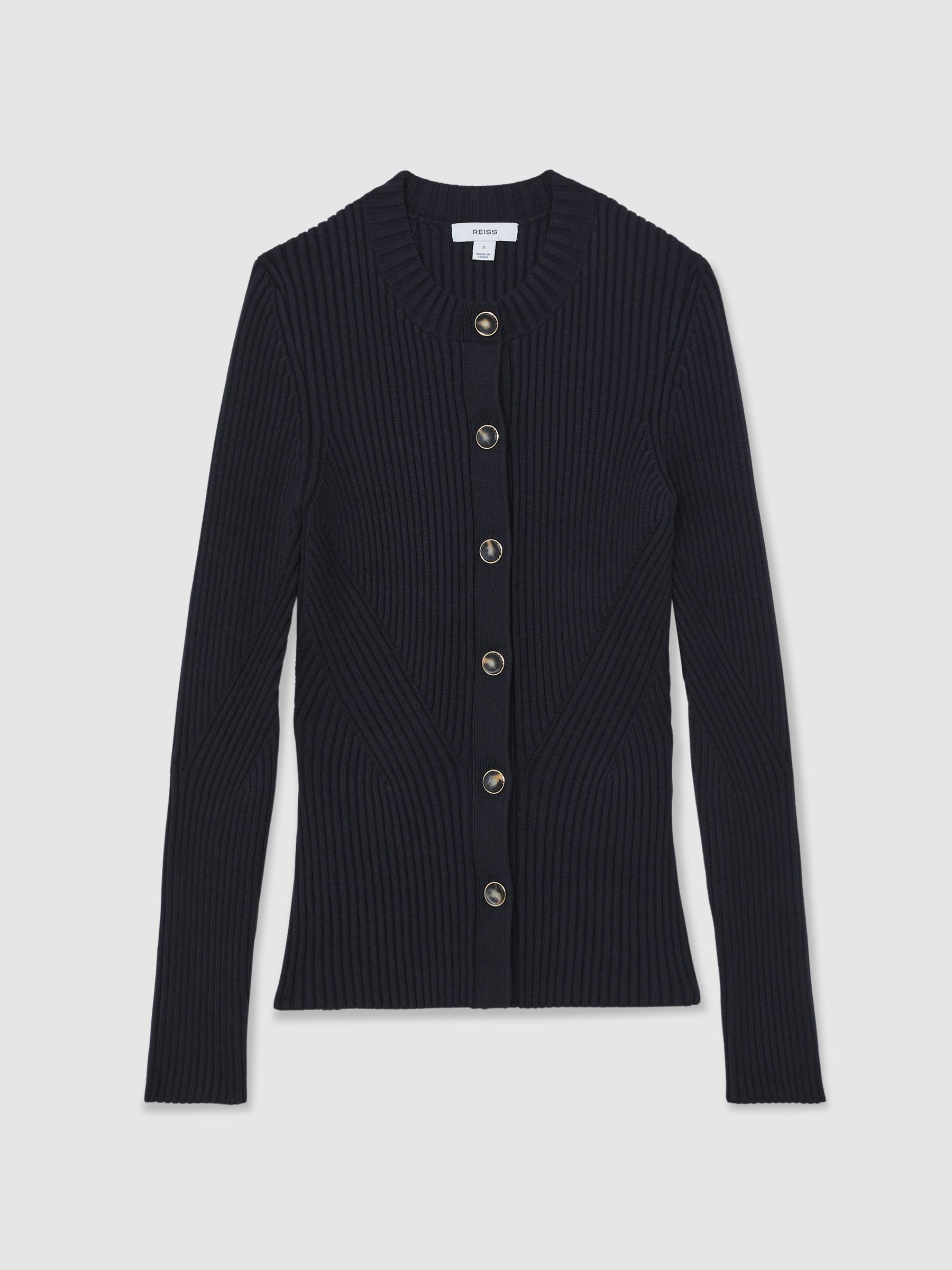 Button Front Knit Cardigan in Navy - Image 2 of 5