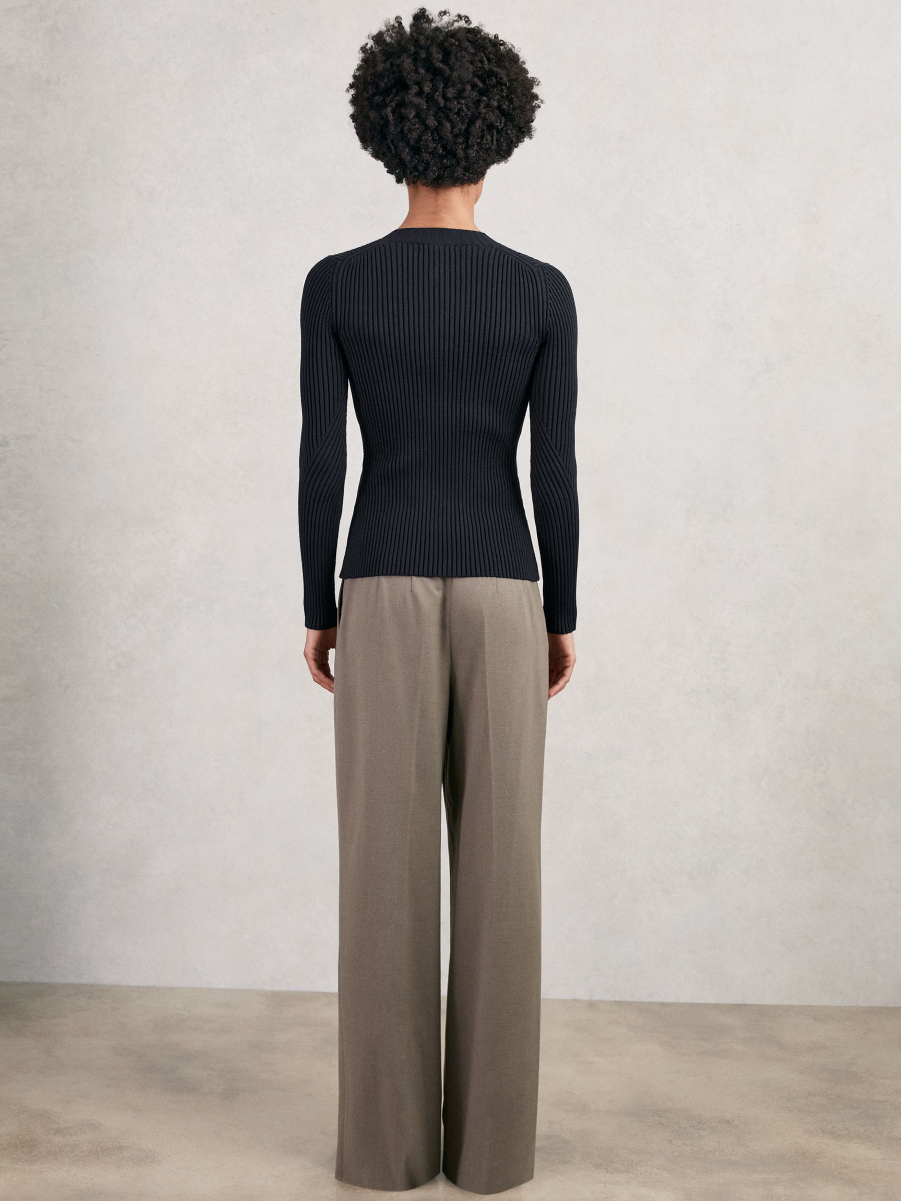Button Front Knit Cardigan in Navy - Image 4 of 5