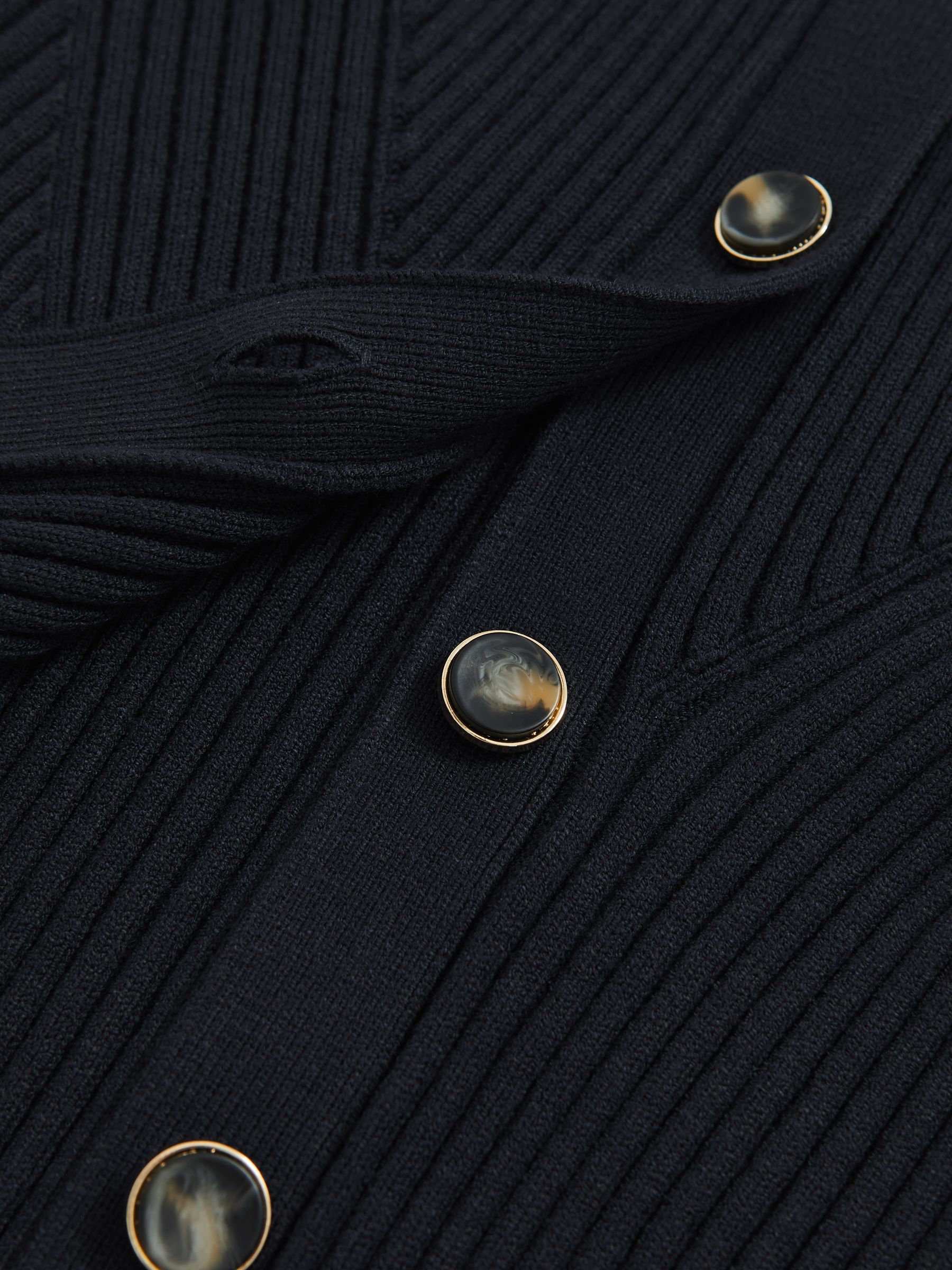 Button Front Knit Cardigan in Navy - Image 5 of 5