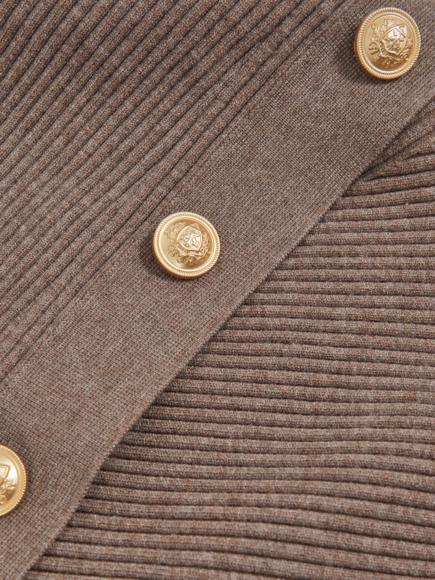 Rib-Knit Button Shawl Jumper in Taupe - Image 6 of 6