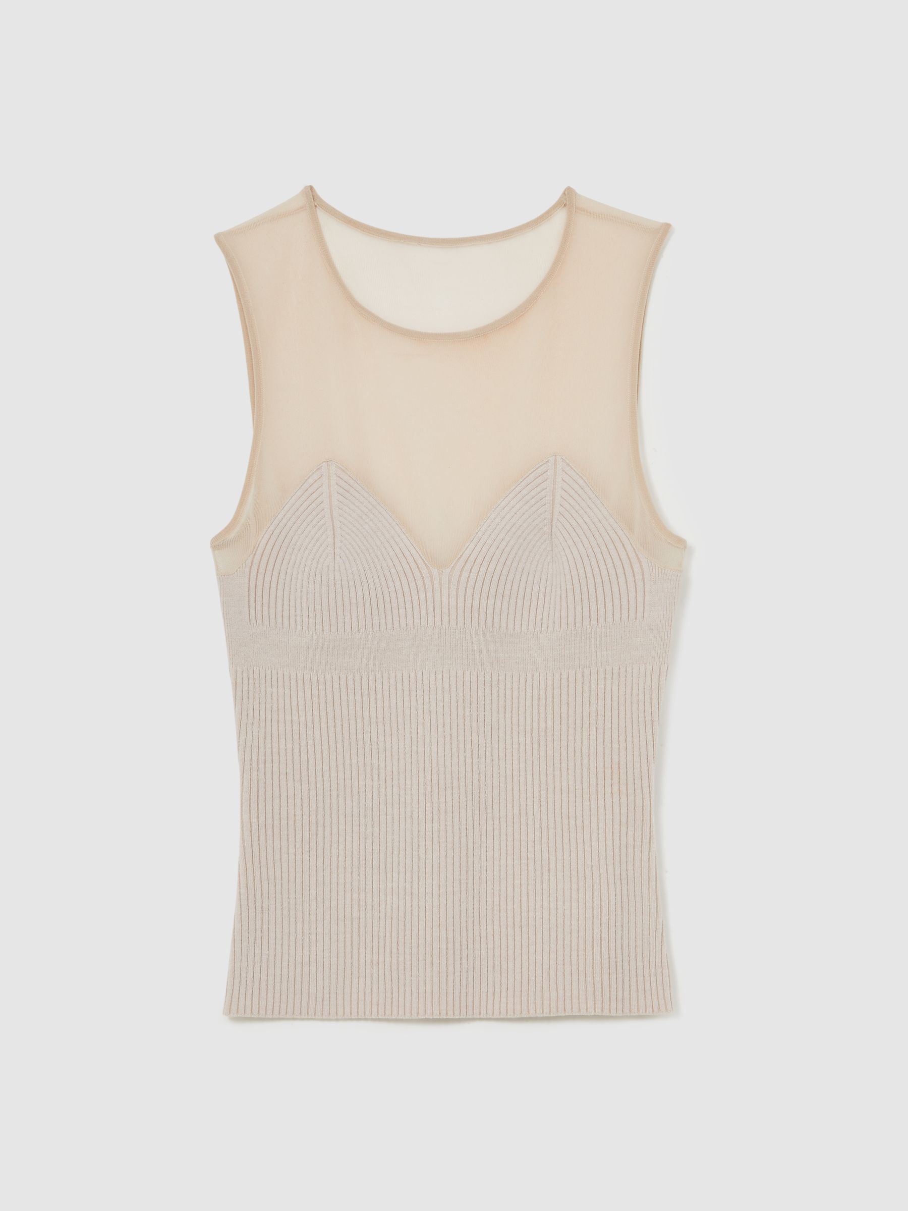 Mesh Rib-Knit Sweetheart Vest in Pink Neutral - Image 2 of 5