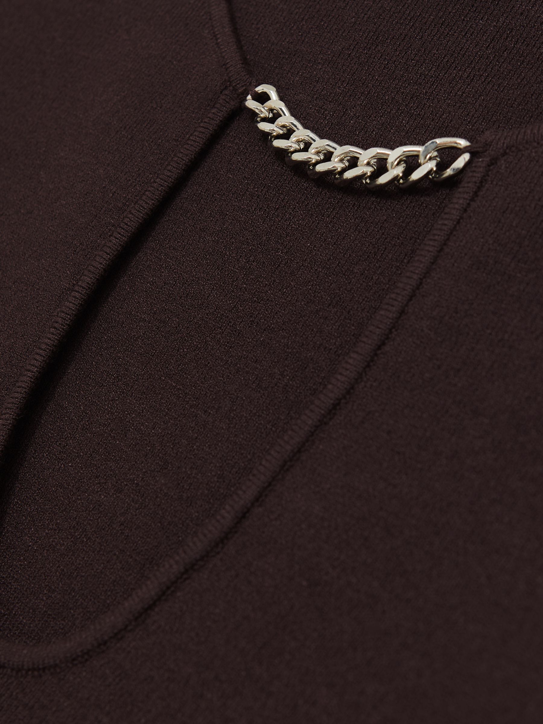 Chain-Detail Keyhole Knit Top in Plum - image 4