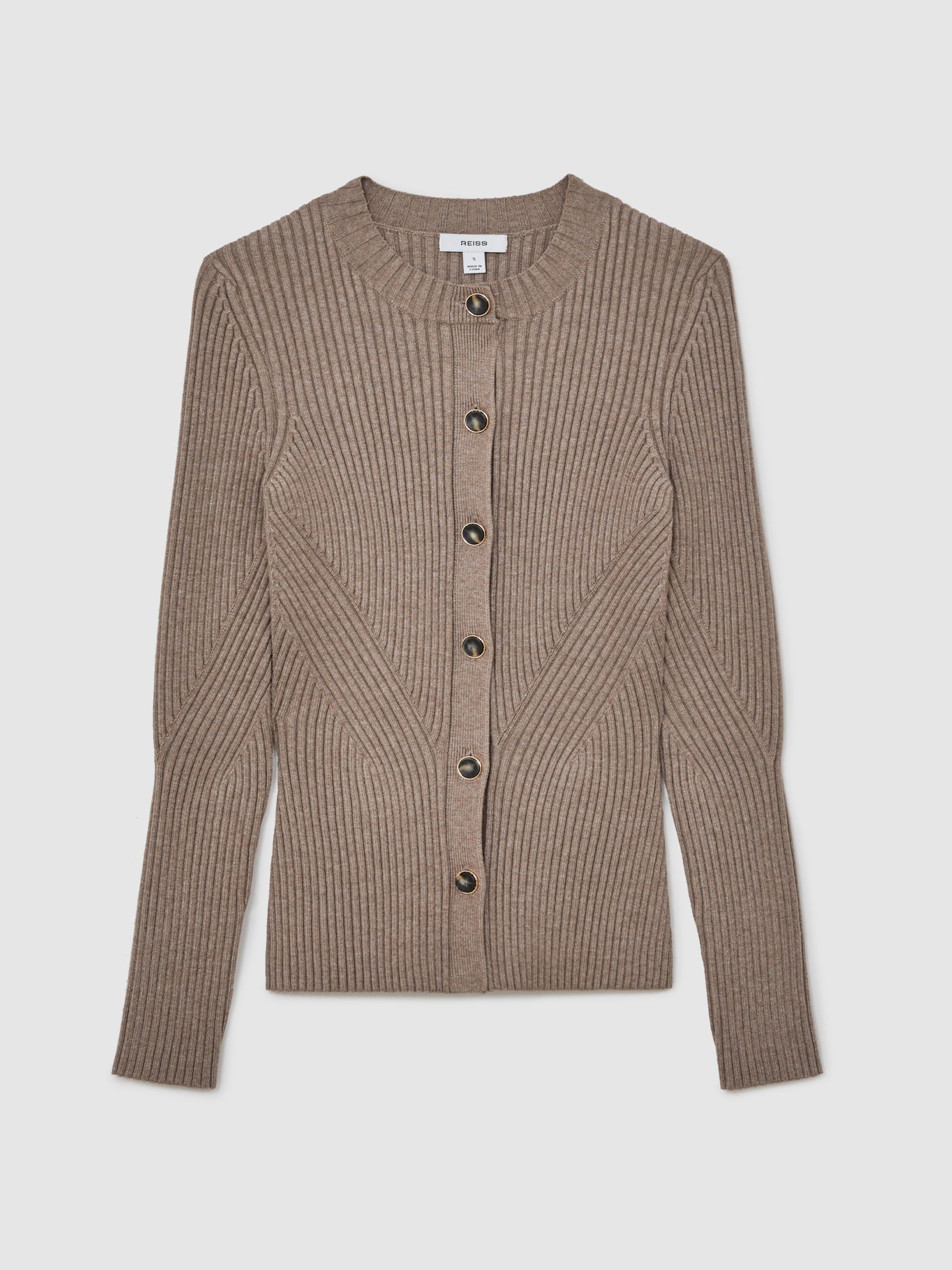 Button Front Knit Cardigan in Stone - Image 2 of 7