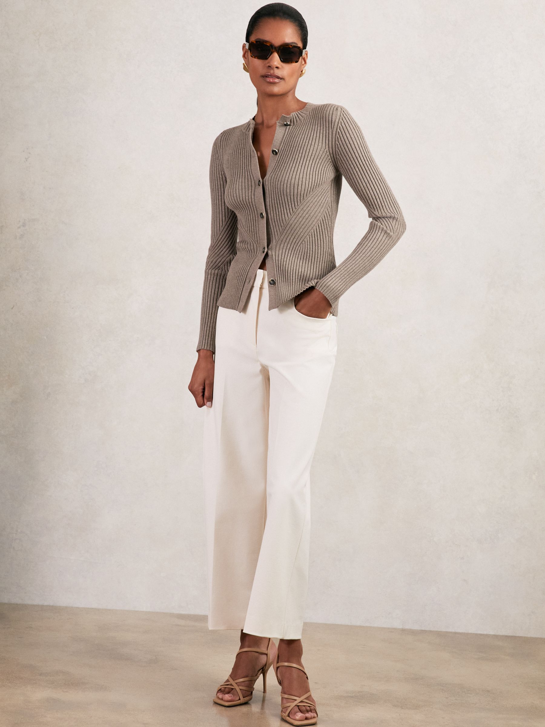 Button Front Knit Cardigan in Stone - image 5