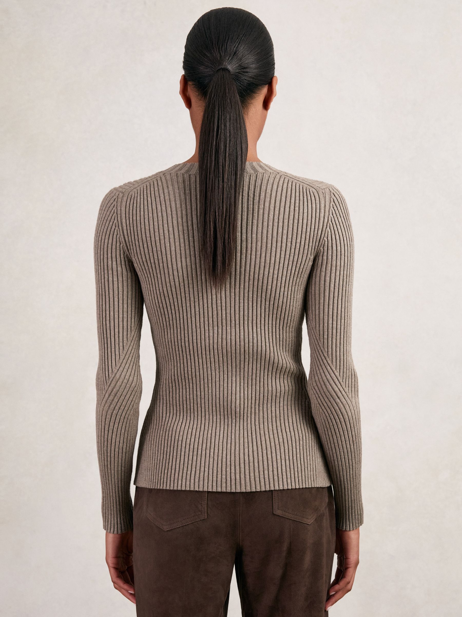 Button Front Knit Cardigan in Stone - Image 5 of 7