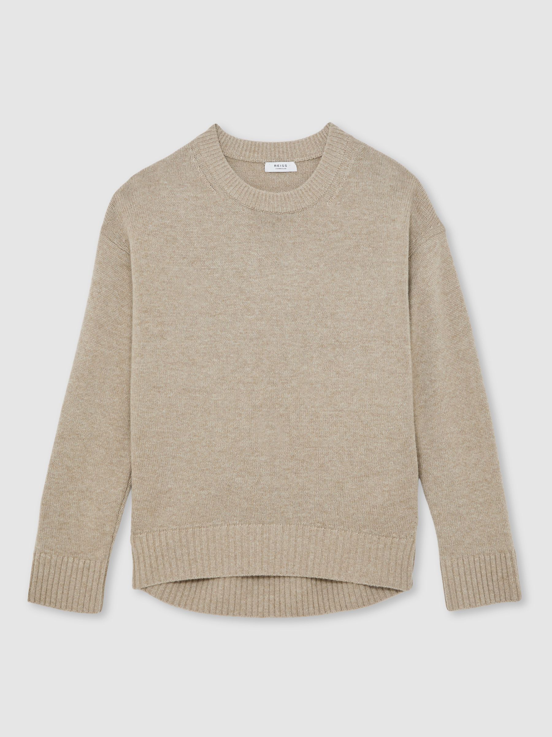 Wool-Cashmere Crew-Neck Jumper in Stone - Image 2 of 6