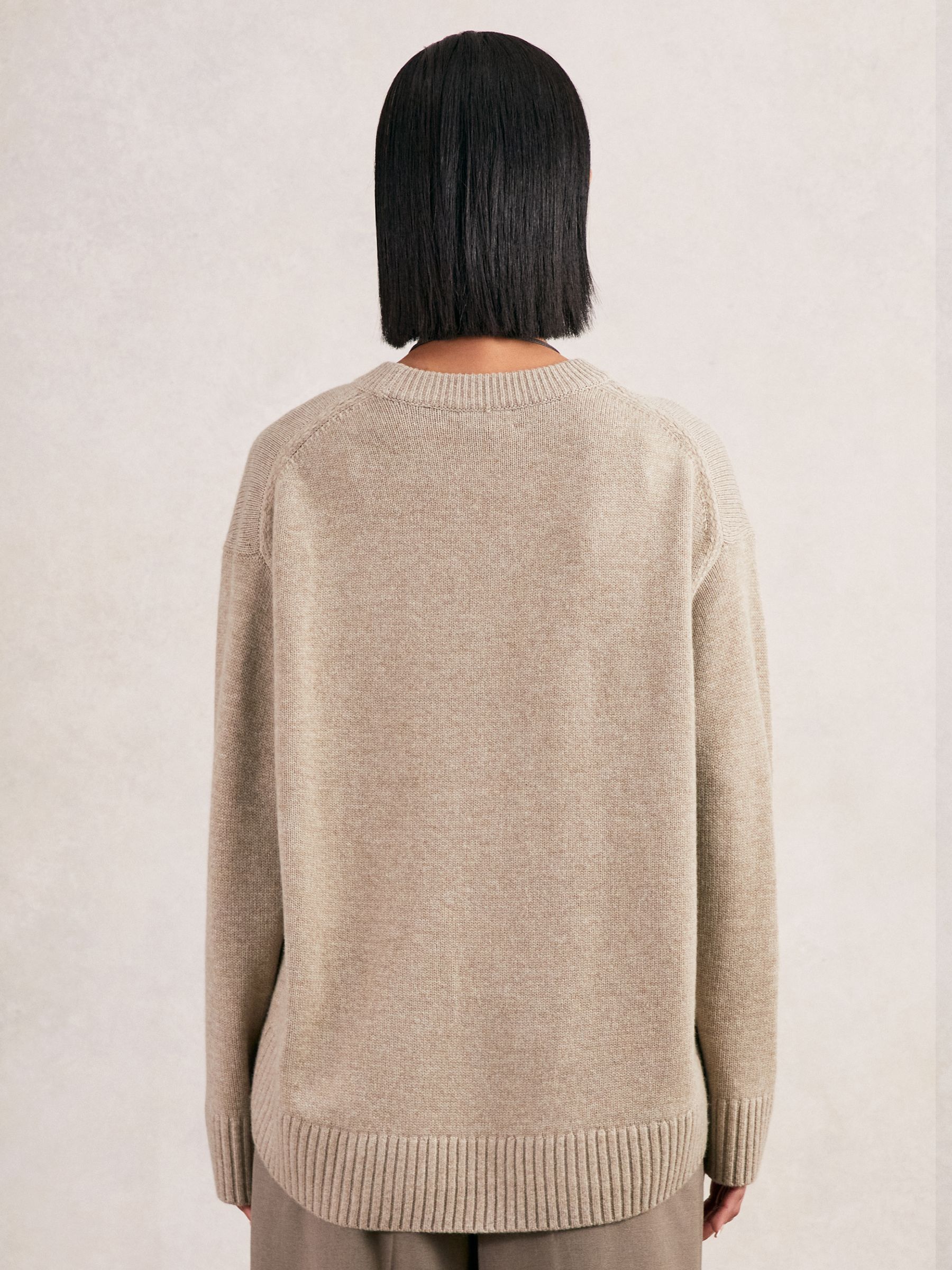 Wool-Cashmere Crew-Neck Jumper in Stone - Image 5 of 6