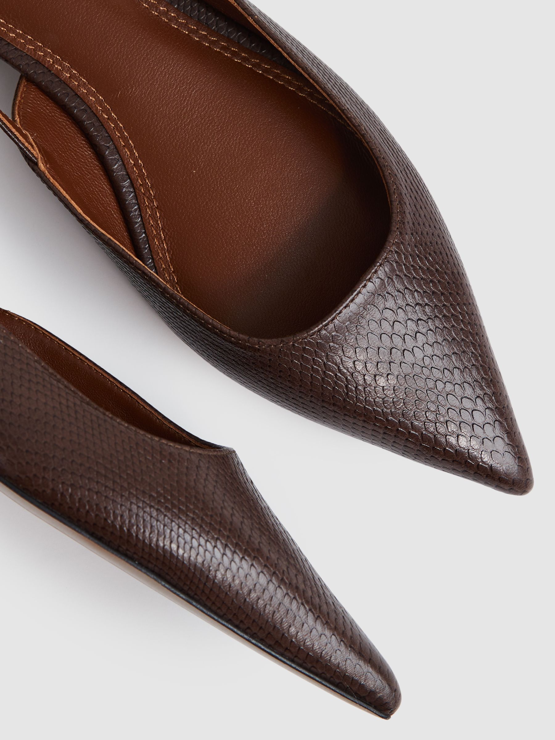 Leather Slingback Ballerina Pumps in Chocolate - Image 4 of 4