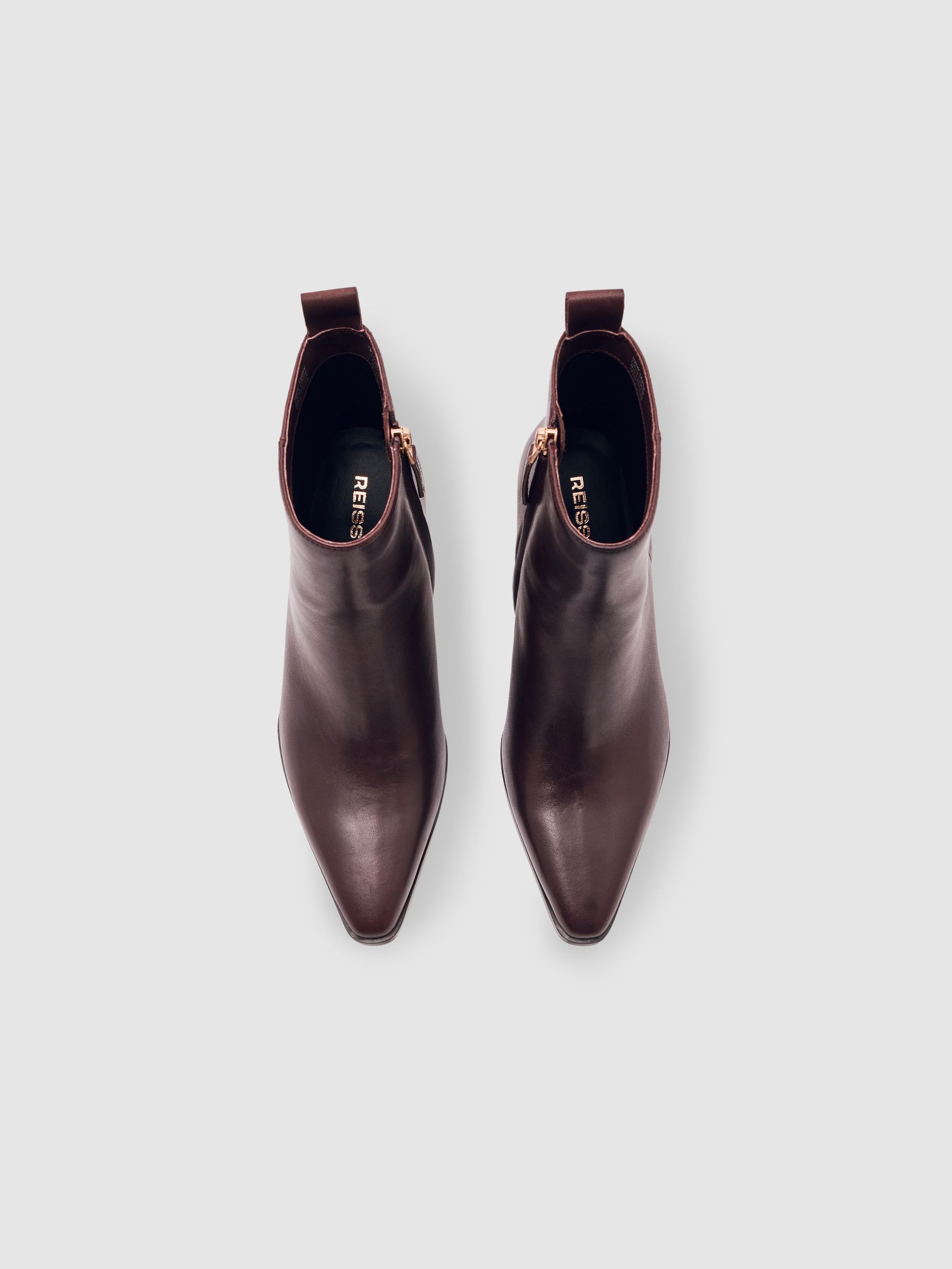 Leather Blocked Heel Ankle Boots in Oxblood - image 2