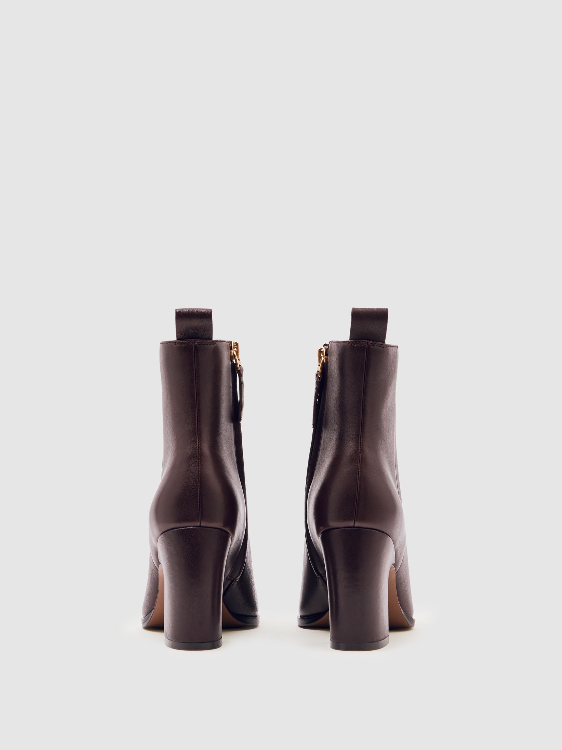 Leather Blocked Heel Ankle Boots in Oxblood - Image 4 of 5