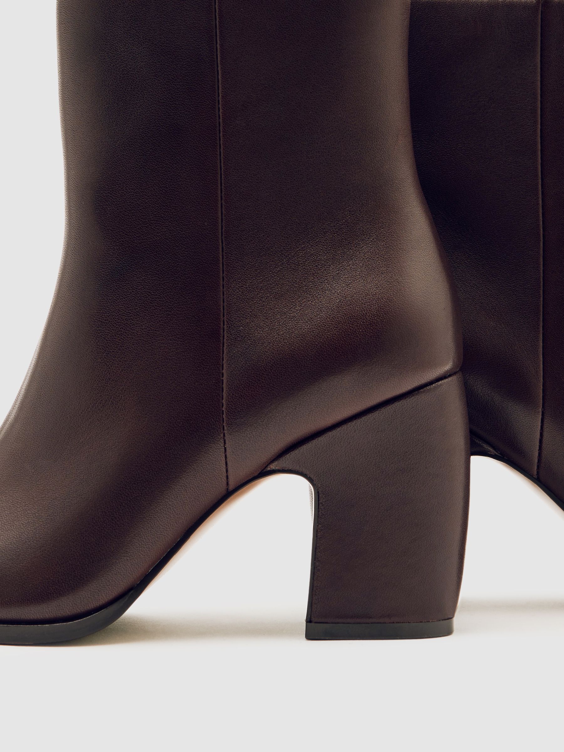 Leather Blocked Heel Ankle Boots in Oxblood - image 3