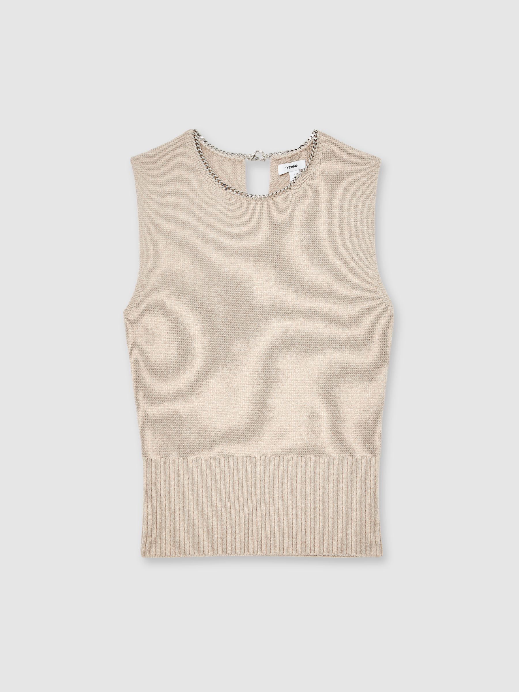 Wool-Blend Necklace-Trim Knitted Vest in Neutral - Image 2 of 6