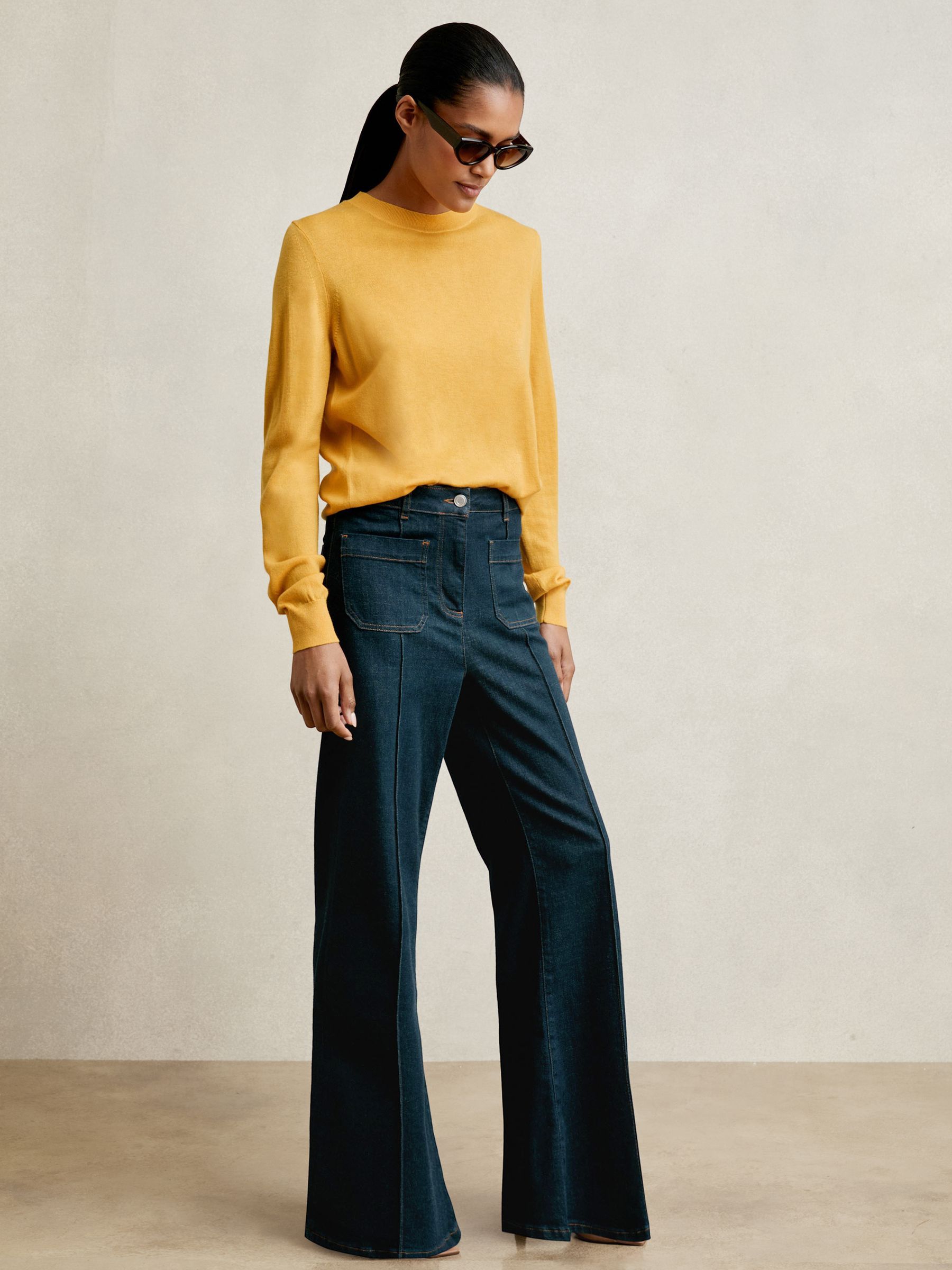 Merino Wool Crew-Neck Jumper in Yellow - Image 1 of 5