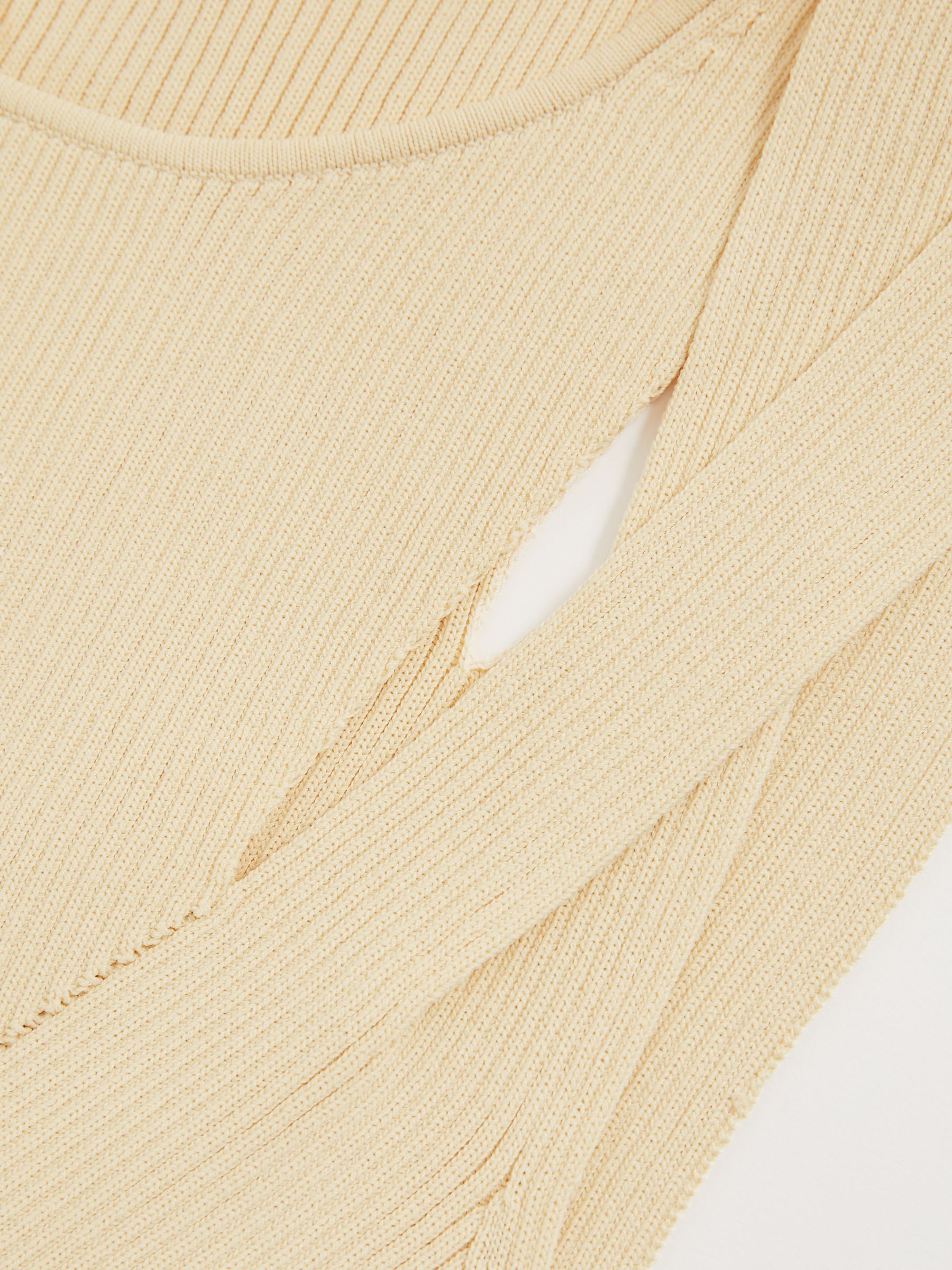 Cut-Out Rib-Knit Vest in Cream - Image 6 of 6