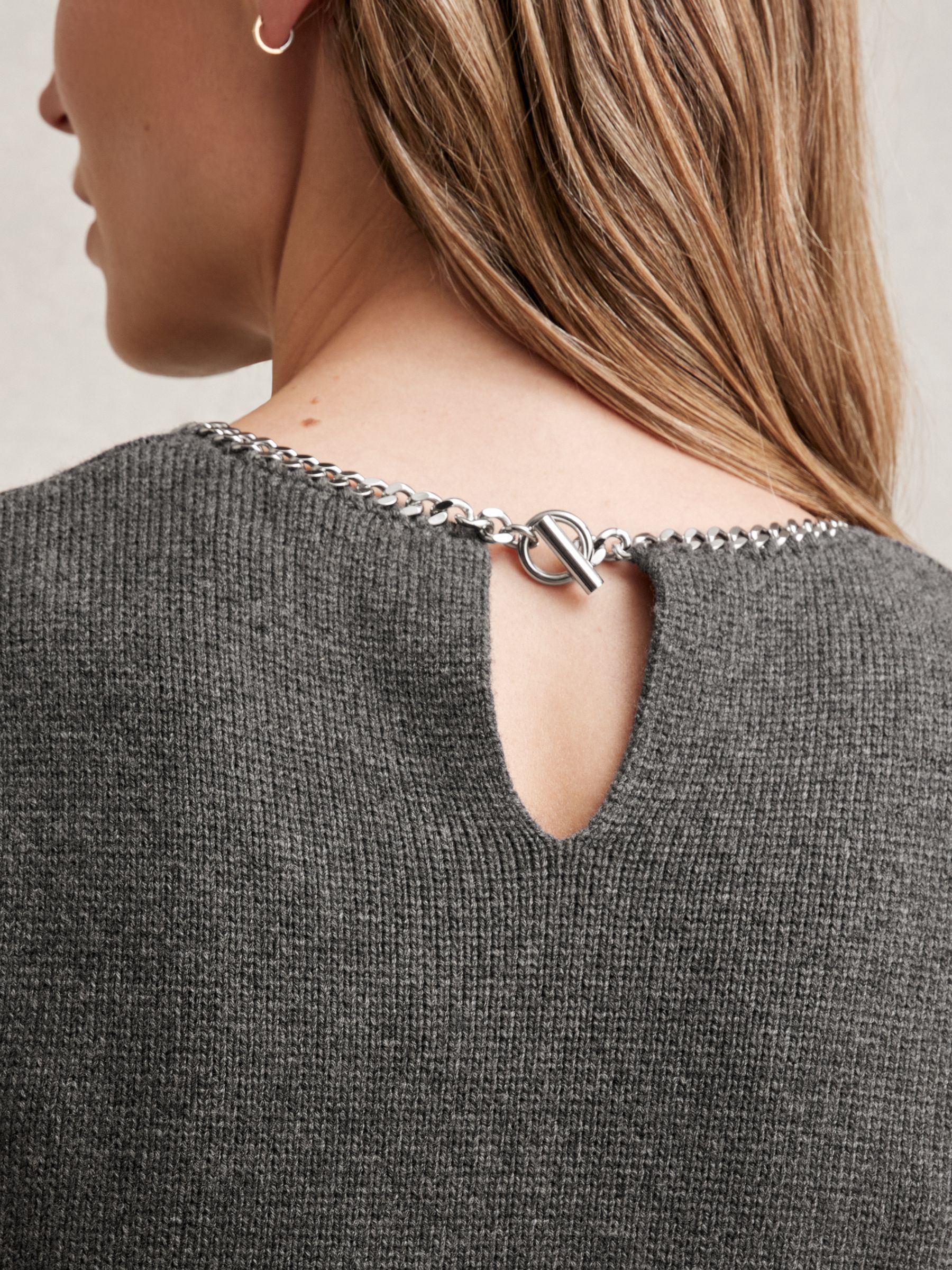 Wool-Blend Necklace-Trim Knitted Vest in Charcoal Grey - Image 4 of 7