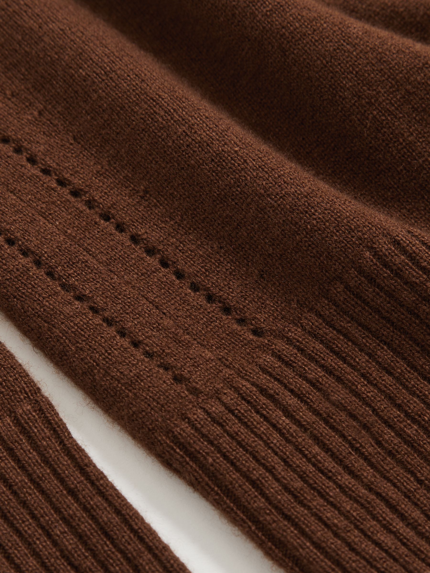 Wool-Blend Open-Stitch Jumper with Cashmere in Toffee Brown - Image 7 of 7