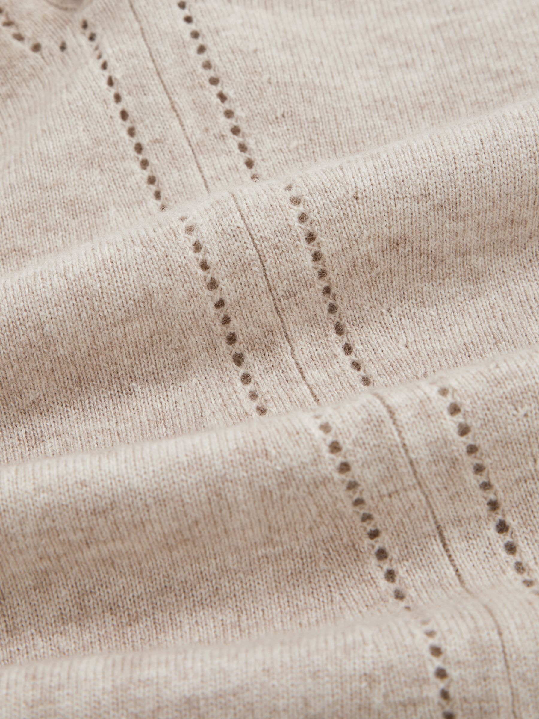 Wool-Blend Open-Stitch Jumper with Cashmere in Oatmeal Neutral - image 5