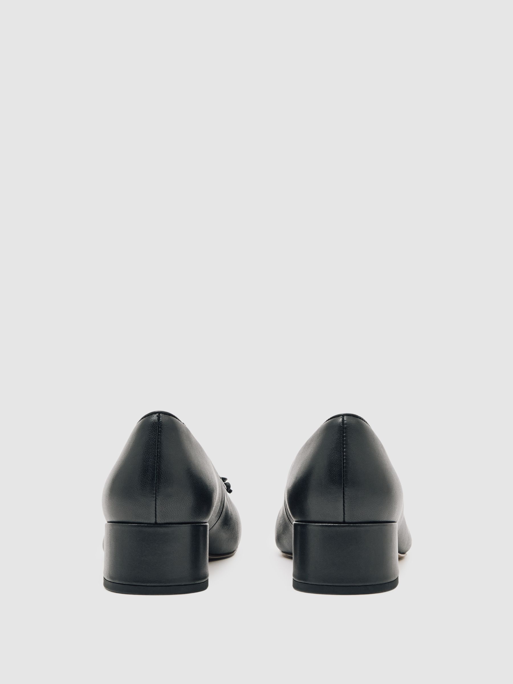 Leather Block Heel Ballerina Shoes in Black - image 3