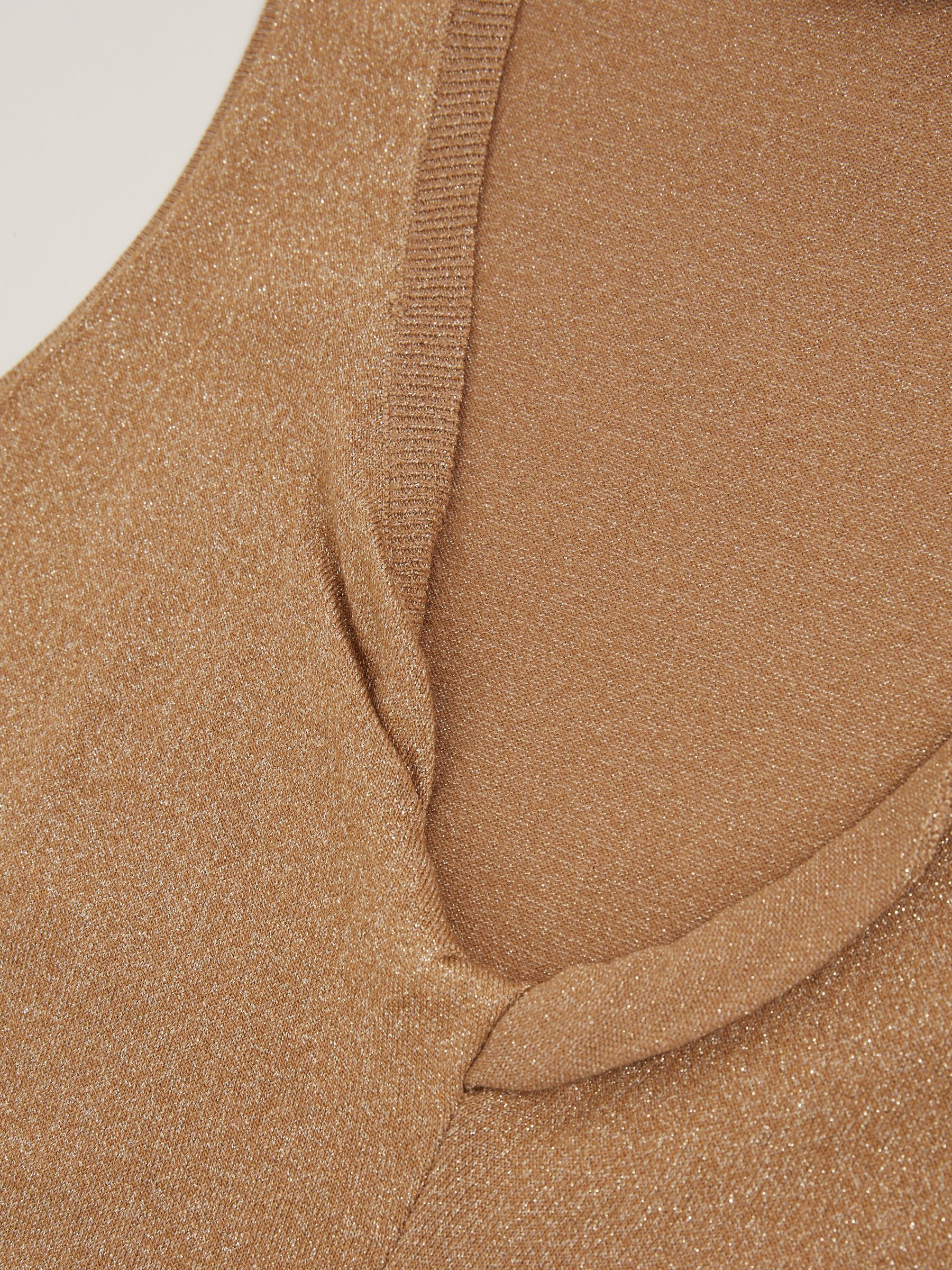 Metallic-Knit Twist-Neckline Vest in Gold - image 3