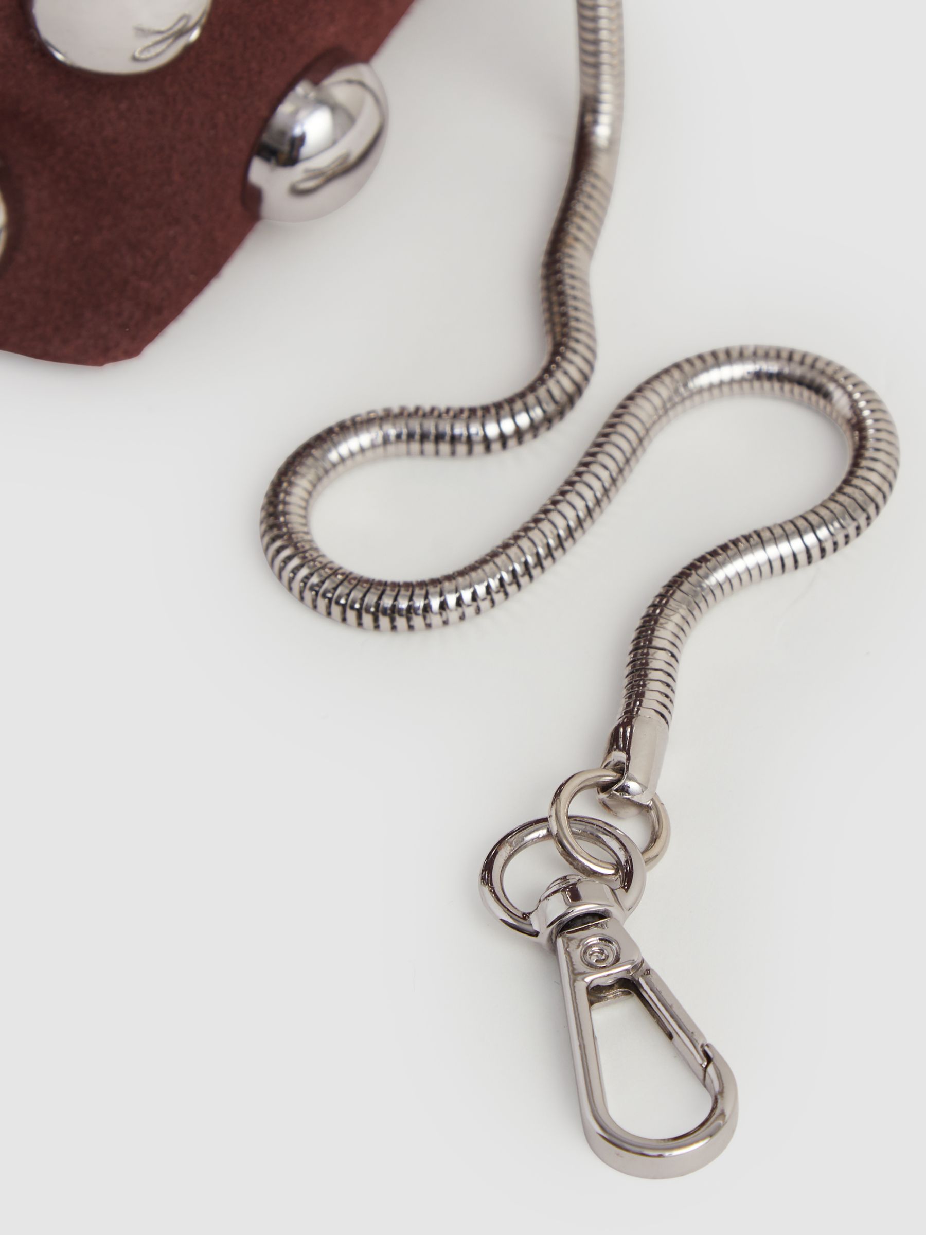 Suede Studded Shoulder Bag in Oxblood - Image 5 of 6