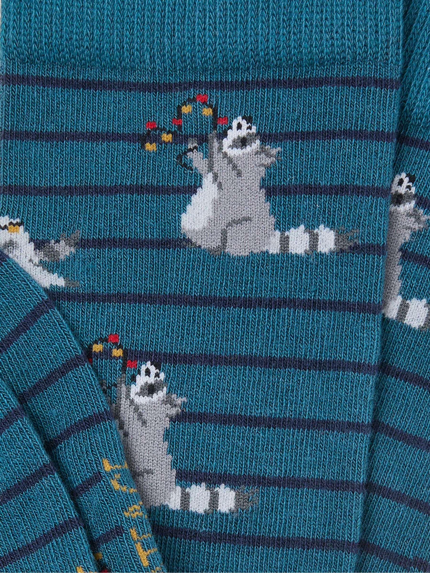Teal Blue Racoon Socks - Image 2 of 2