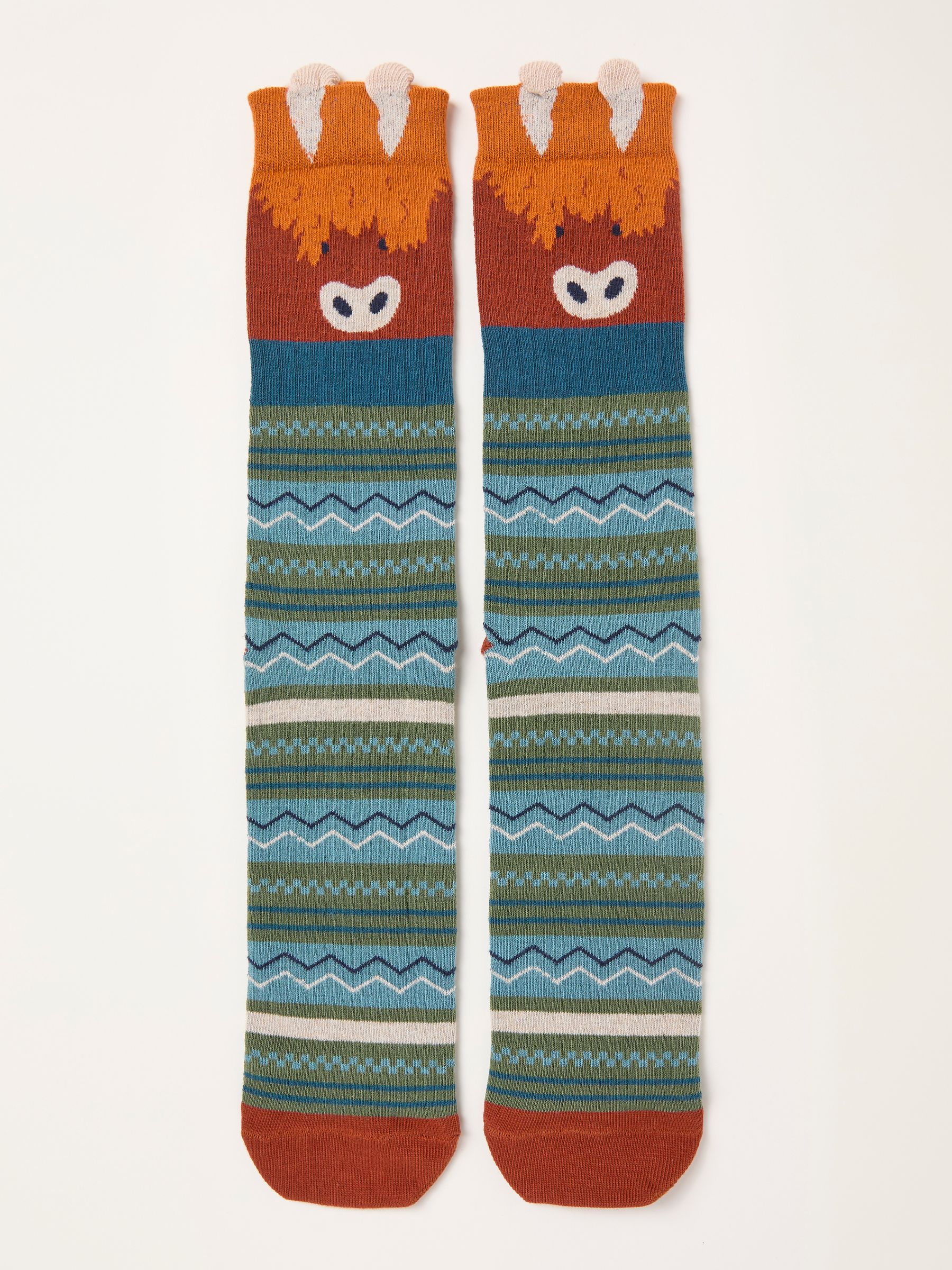 Teal Blue Highland Cow Socks - Image 1 of 2