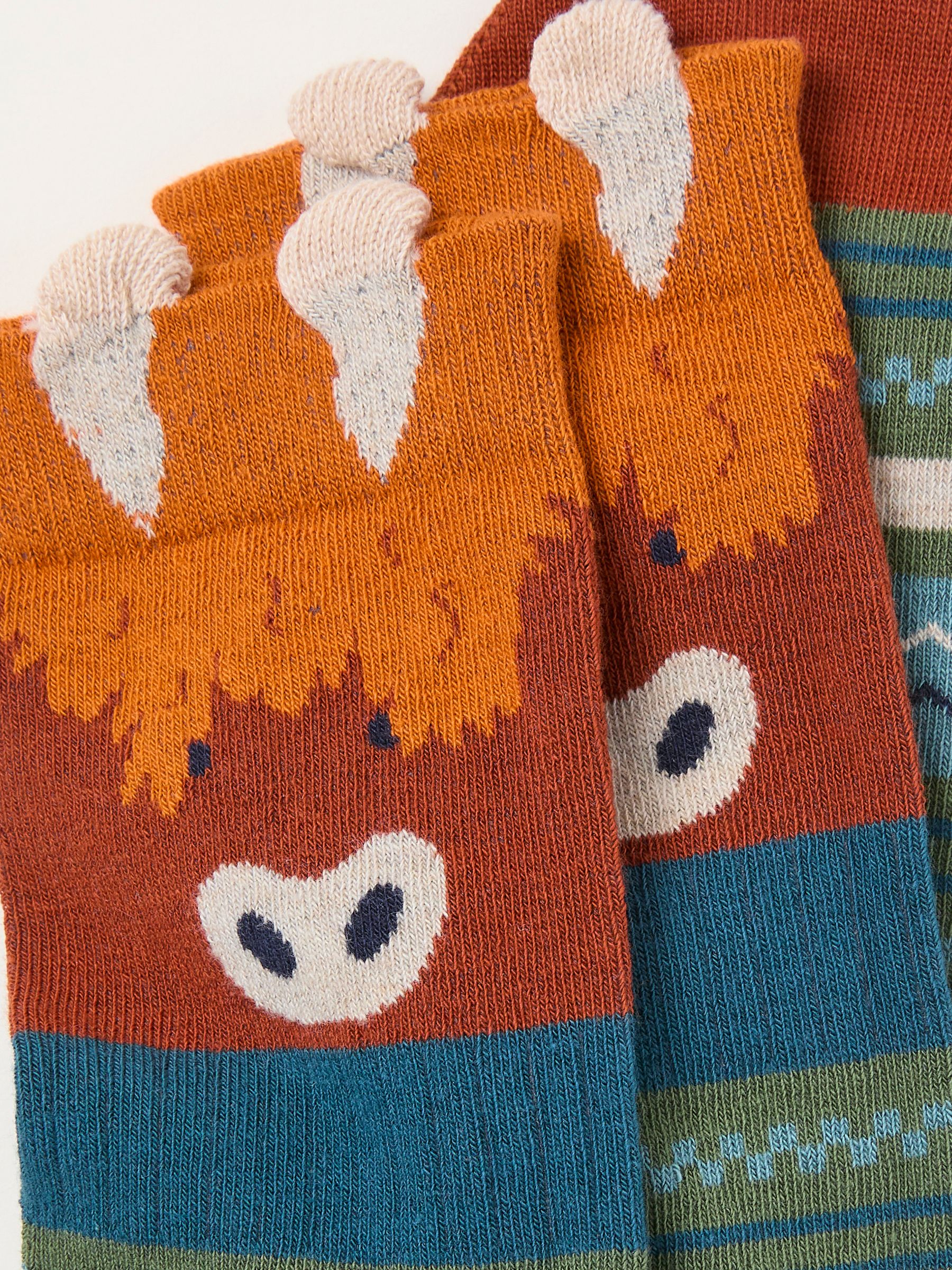 Teal Blue Highland Cow Socks - Image 2 of 2
