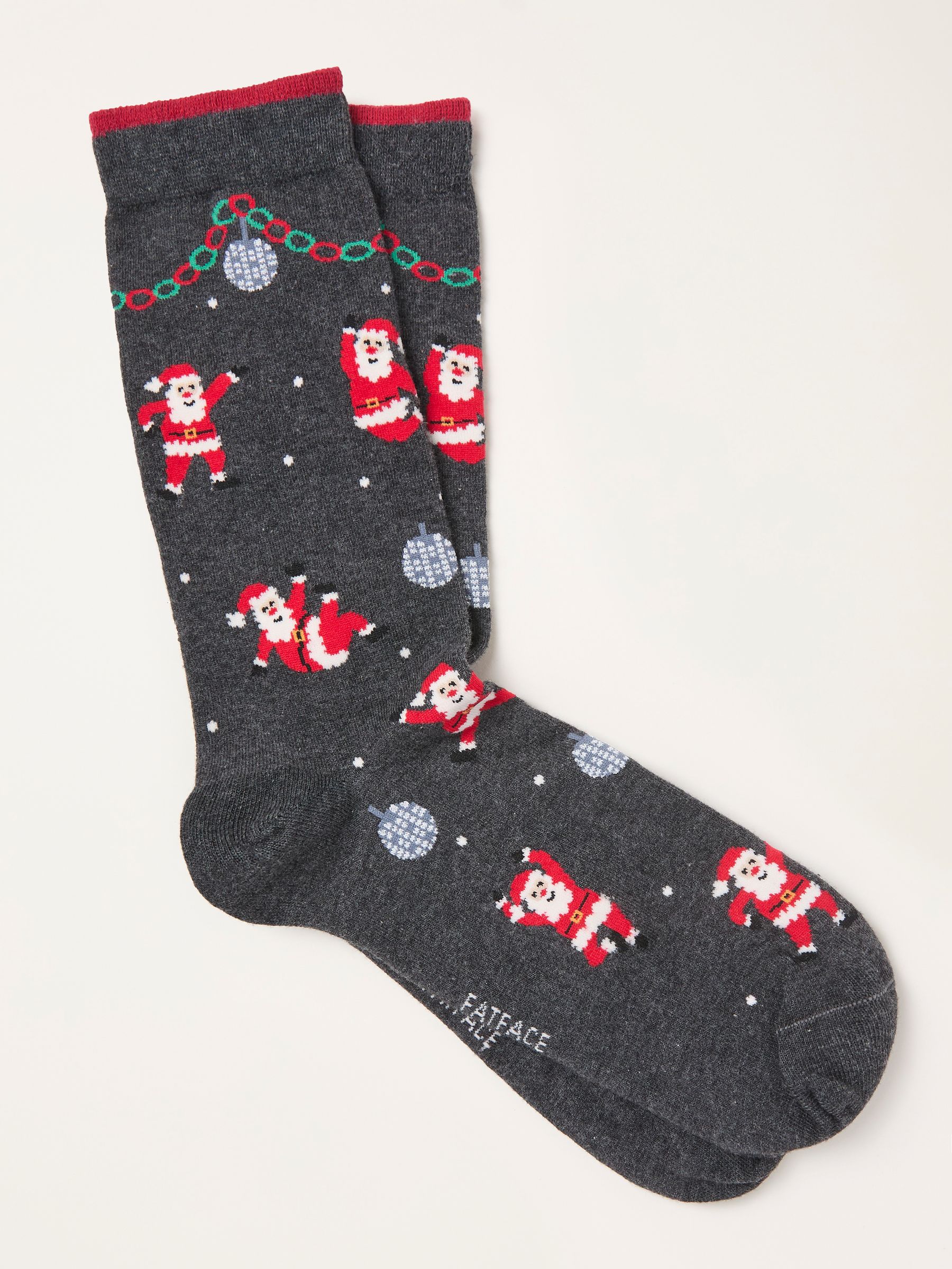 Charcoal Grey Disco Santa Socks - Image 1 of 2
