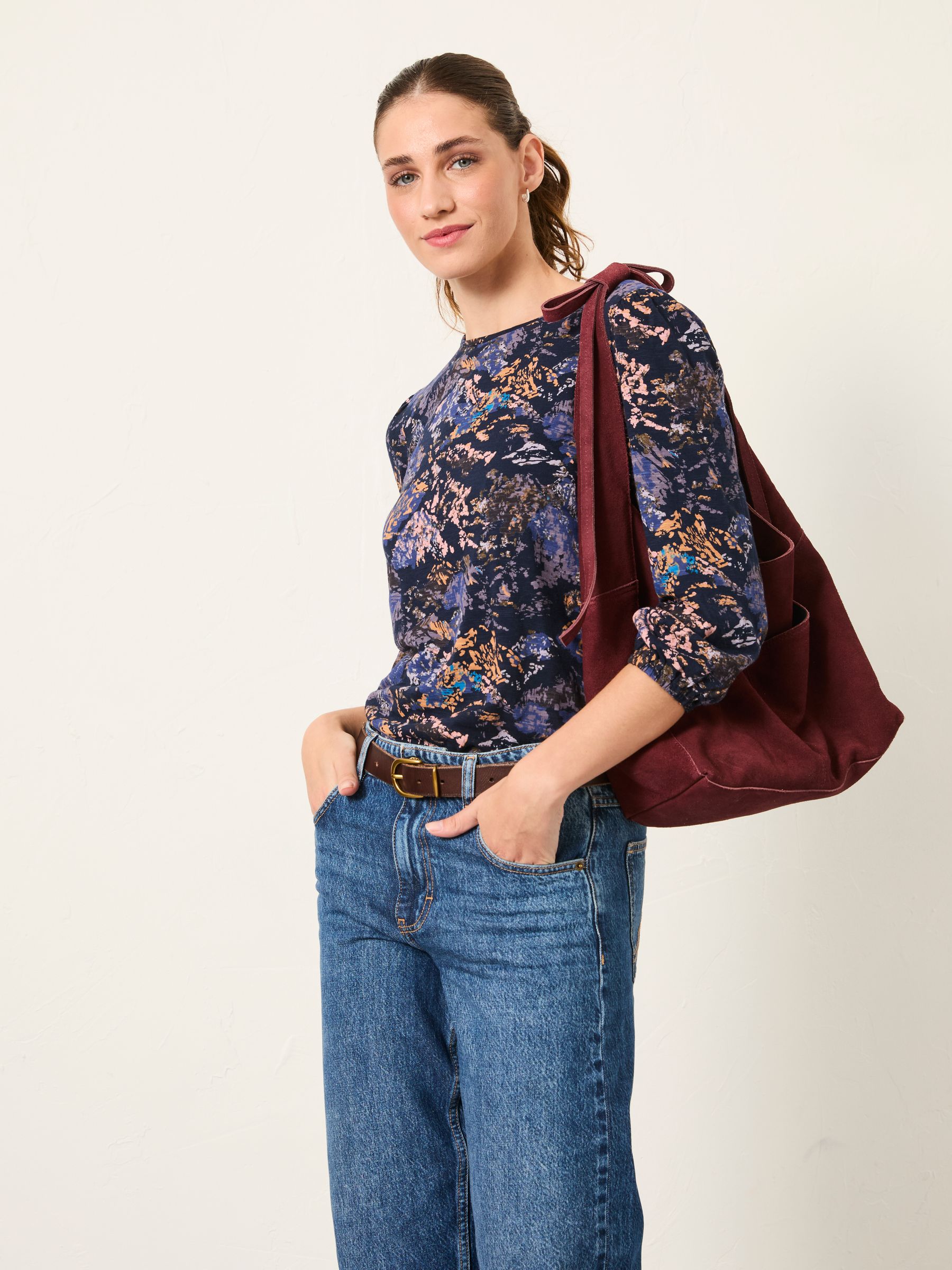 Printed Round Neck Top