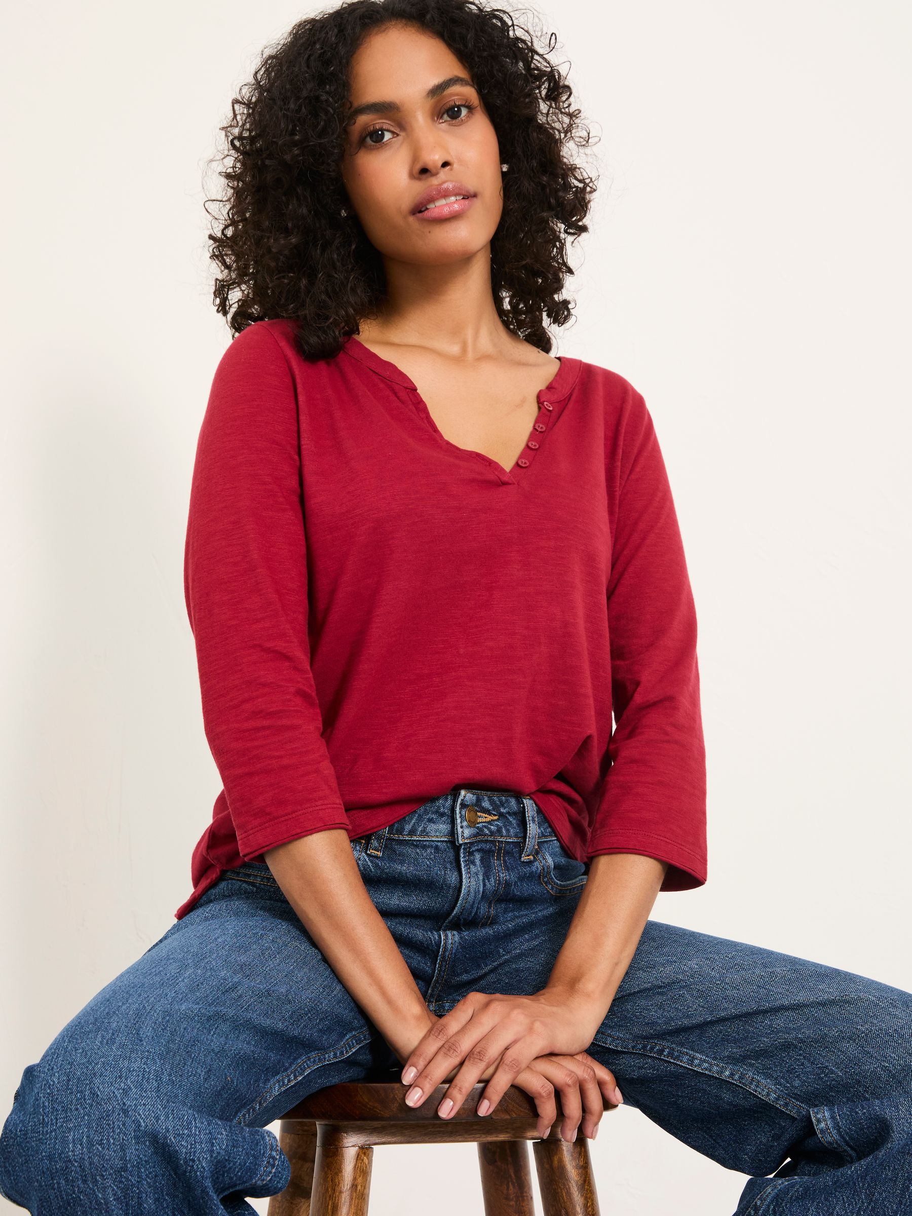 Aster Red 3/4 Sleeve T Shirt - Image 4 of 4 Aster Red 3/4 Sleeve T Shirt - Image 4 of 4