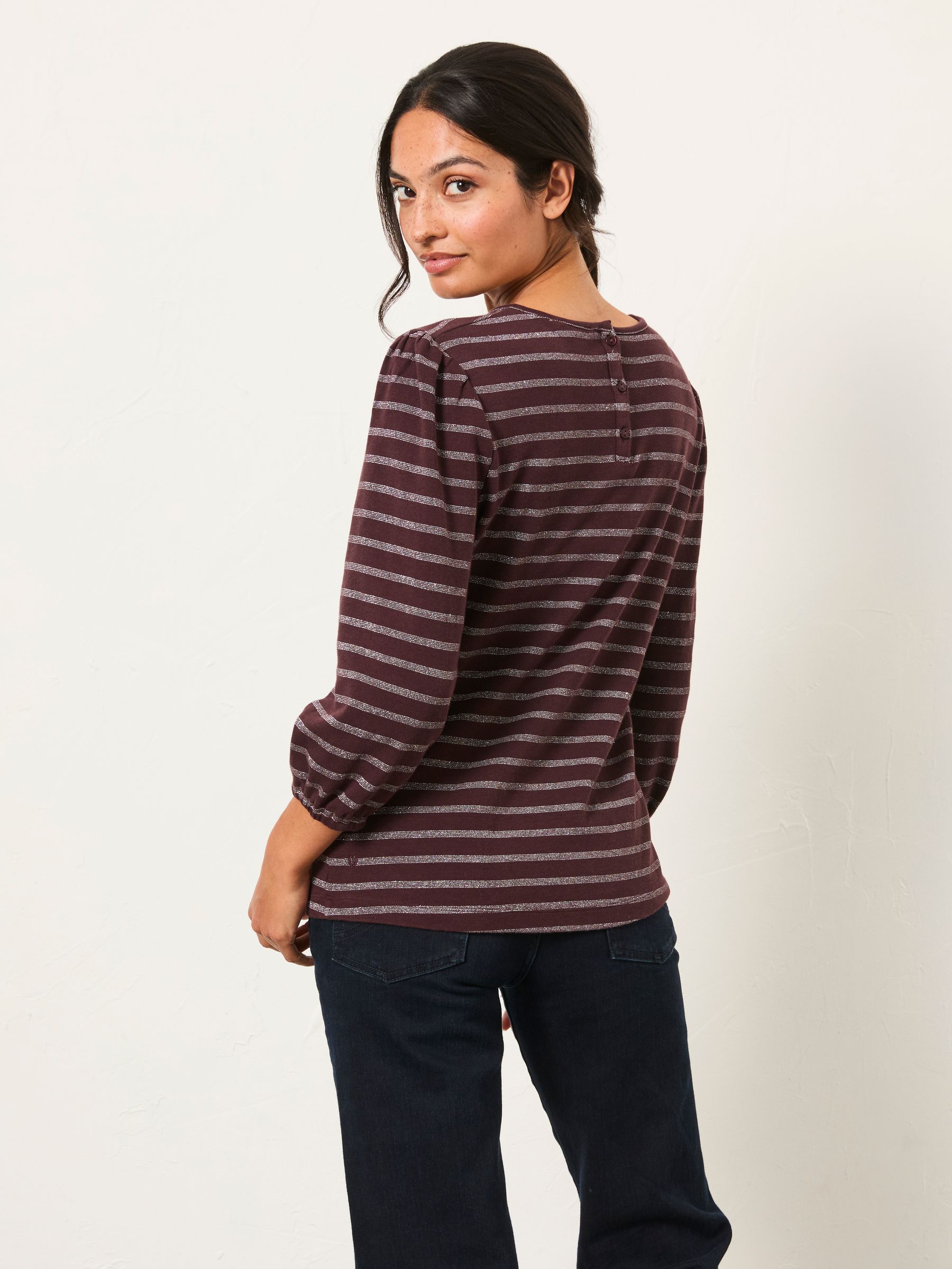 Leni Purple Sparkle Stripe Top - Image 2 of 6 Leni Purple Sparkle Stripe Top - Image 2 of 6