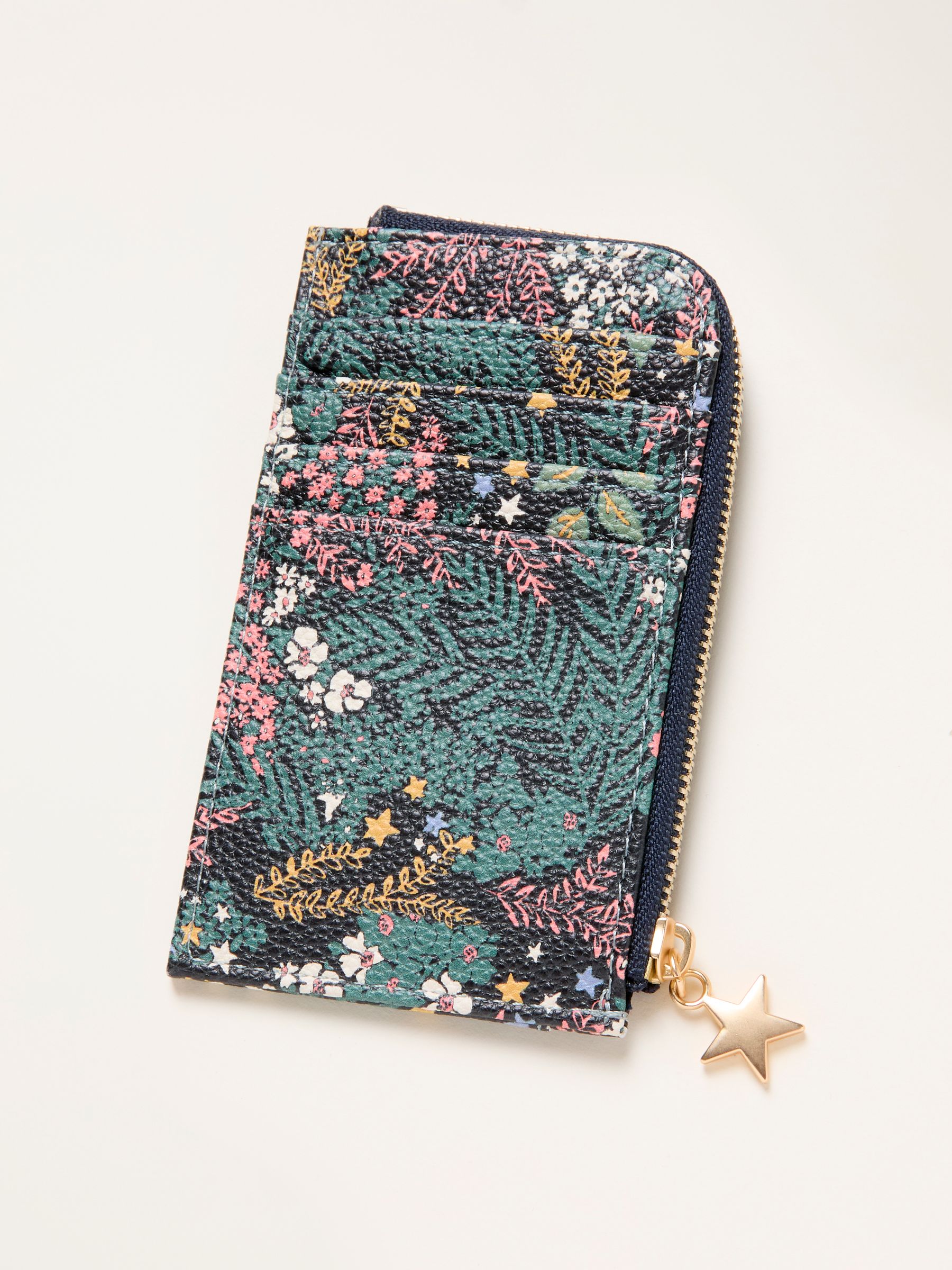 Teal Blue Floral Printed Card Holder