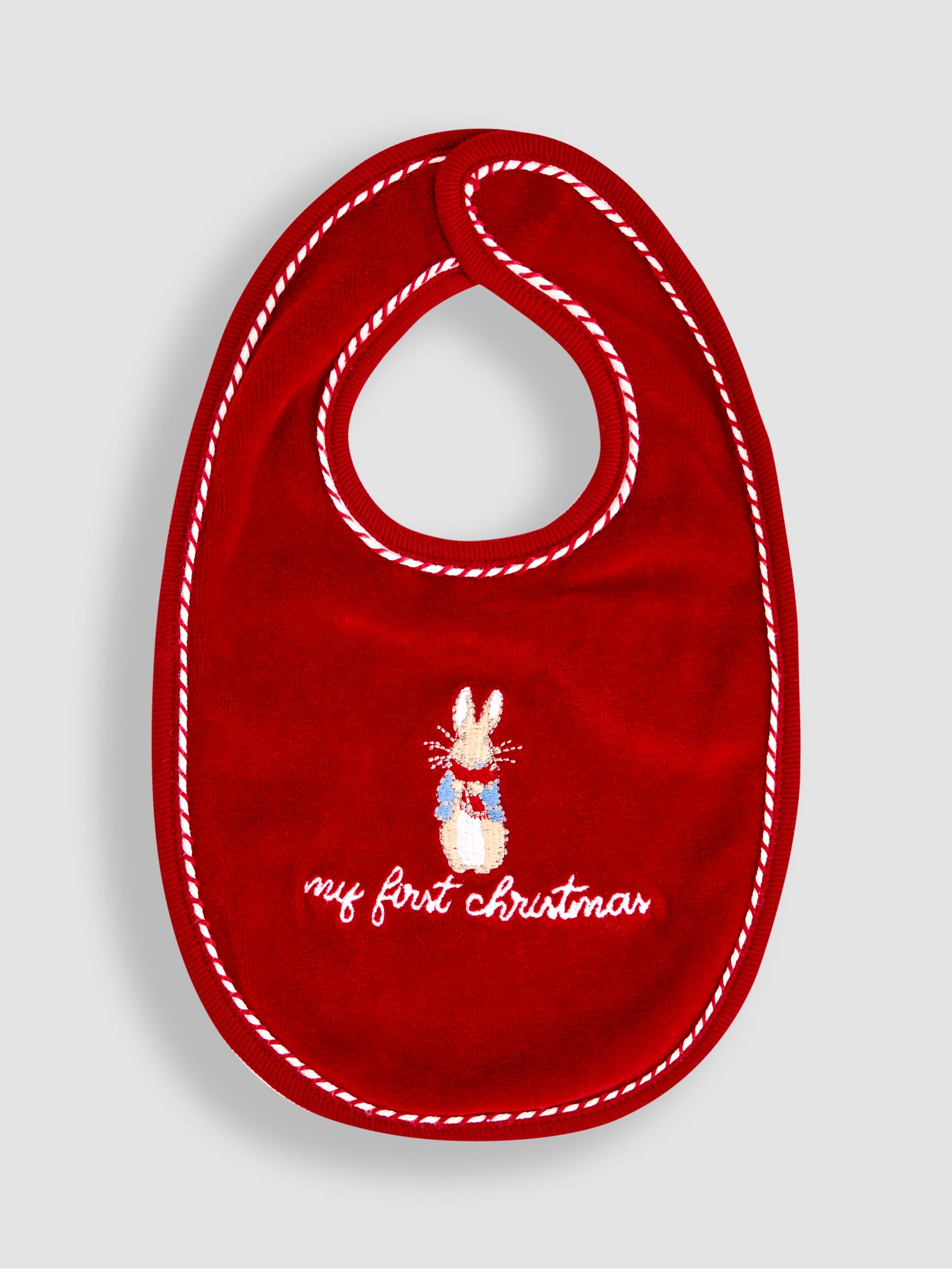 Red My First Christmas Velour Bib - Image 1 of 3